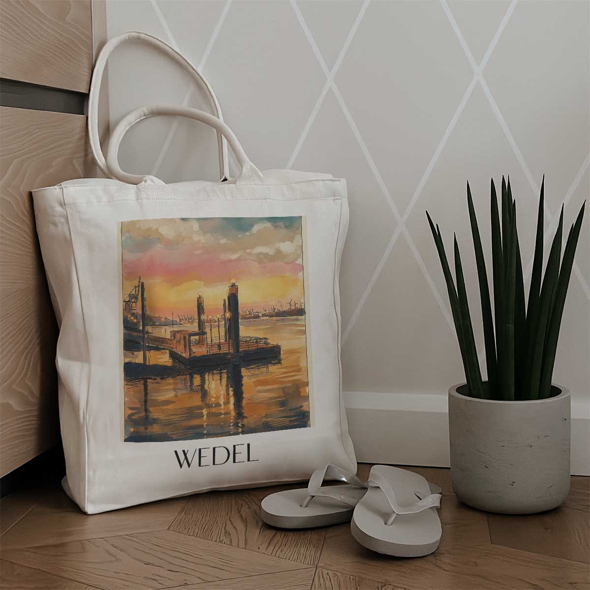 wedel-holstein-deutschland-einkaufstasche-aquarell