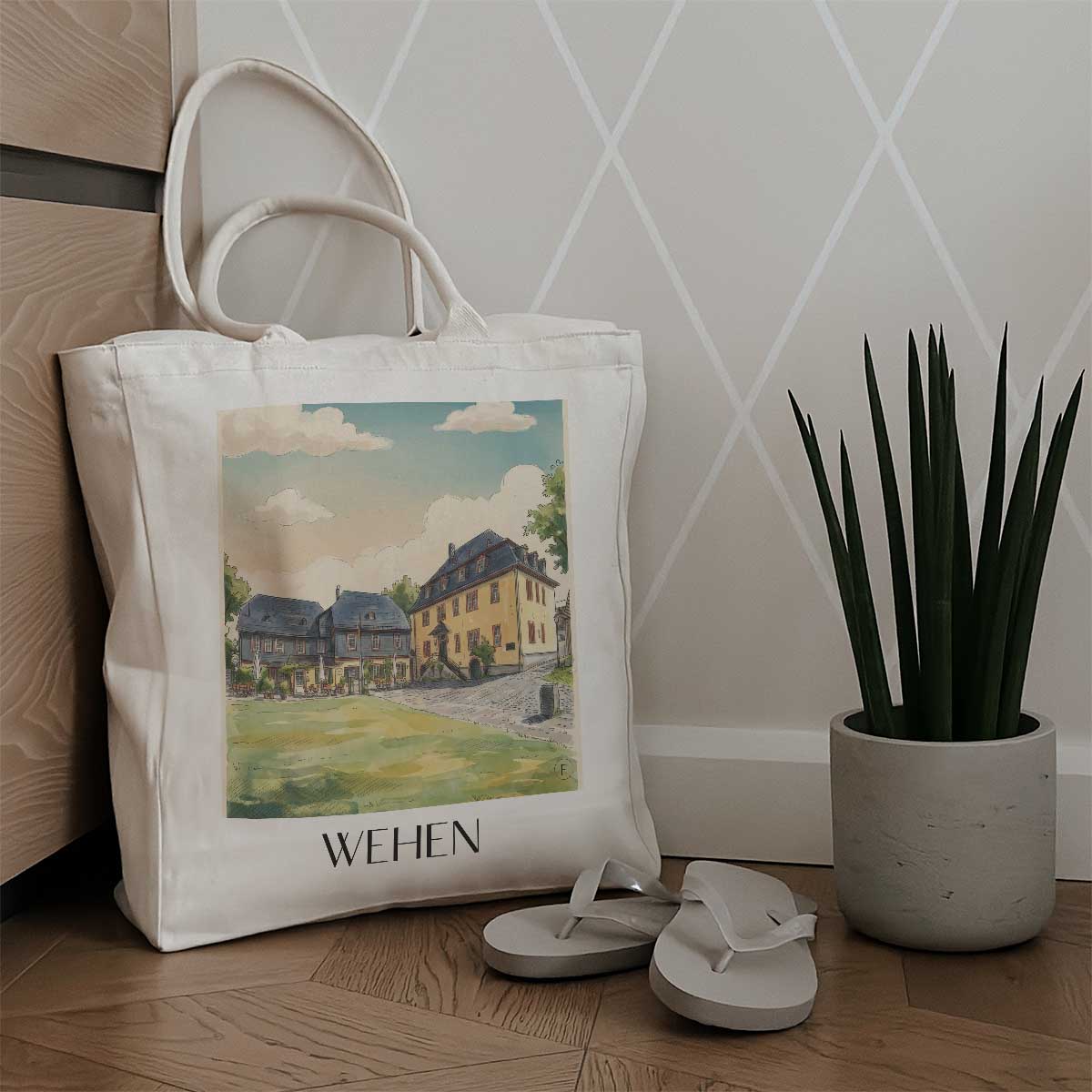 wehen-taunus-deutschland-einkaufstasche-aquarell