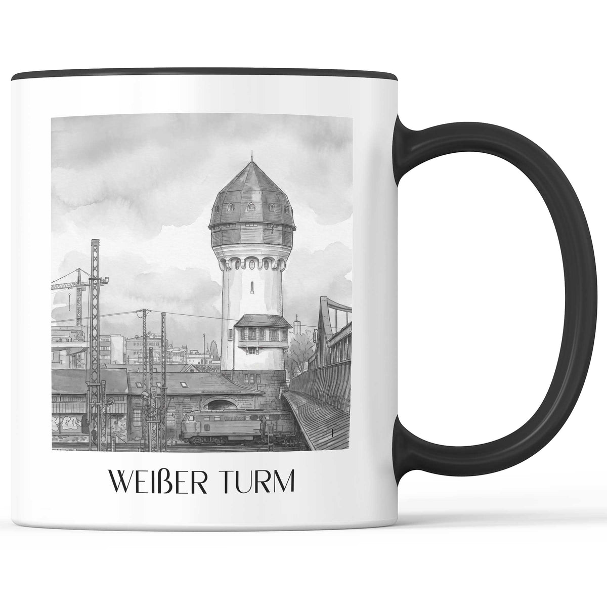 weißer-turm-darmstadt-deutschland-kaffeebecher-aquarell-schwarz-weiss