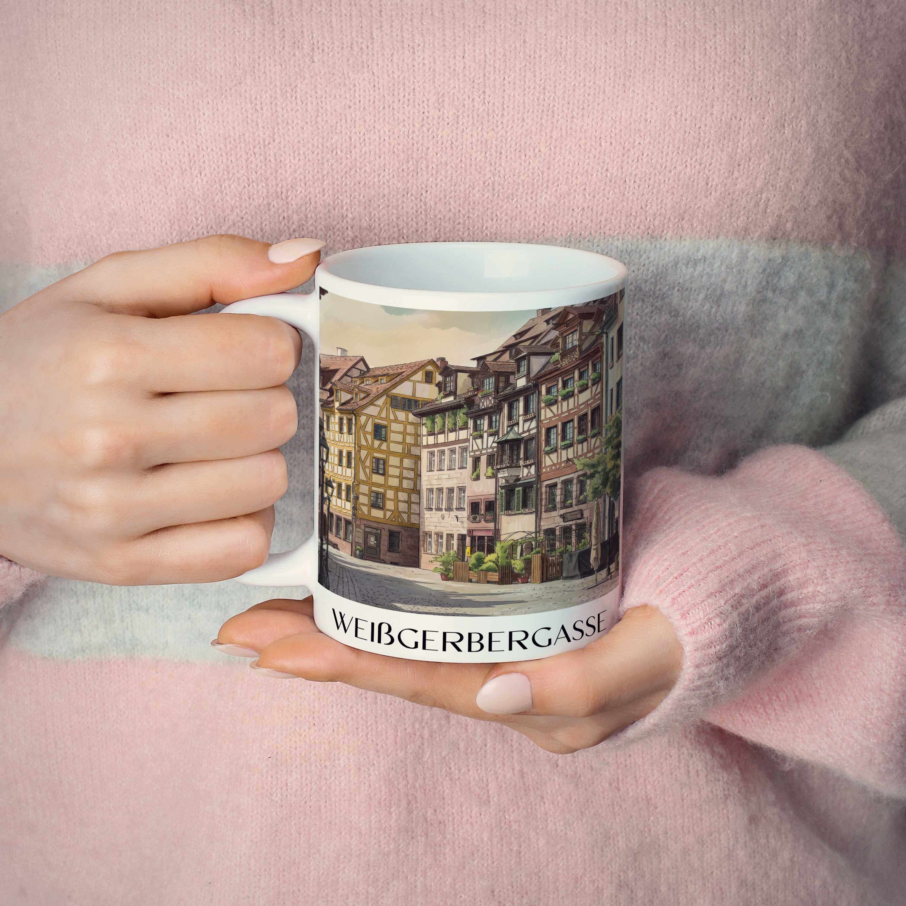 weißgerbergasse-nürnberg-deutschland-kaffeebecher-aquarell