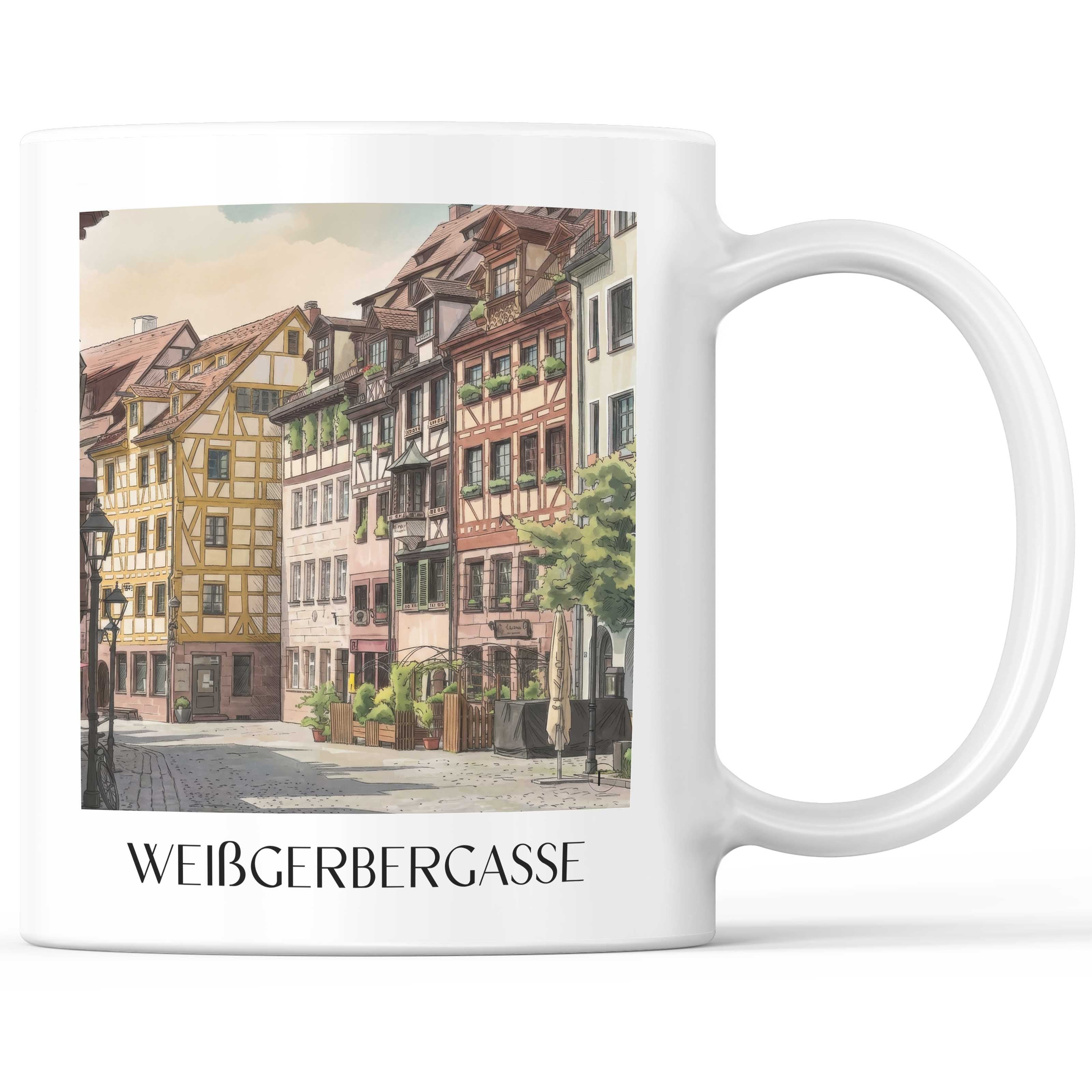 Weißgerbergasse Kaffeebecher - Nürnberg - Deutschland Becher - Kaffeetasse im Aquarell Stil - favplace