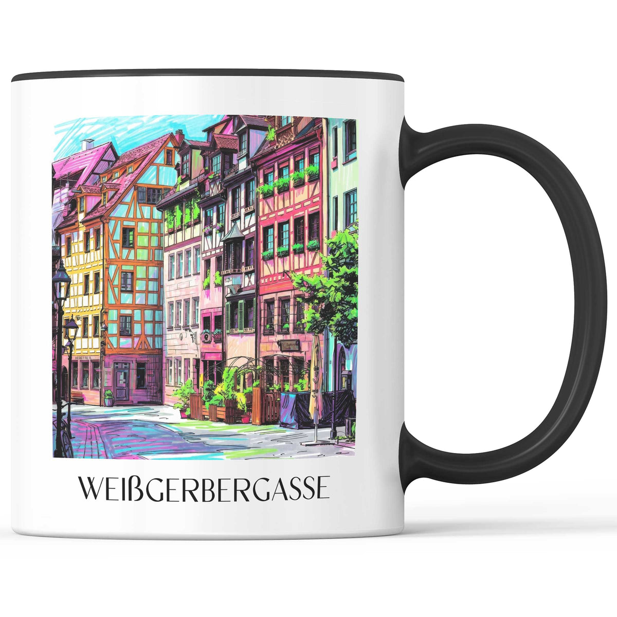 Weißgerbergasse Kaffeebecher - Nürnberg - Deutschland Becher - Kaffeetasse im Tag Graffiti Stil - favplace