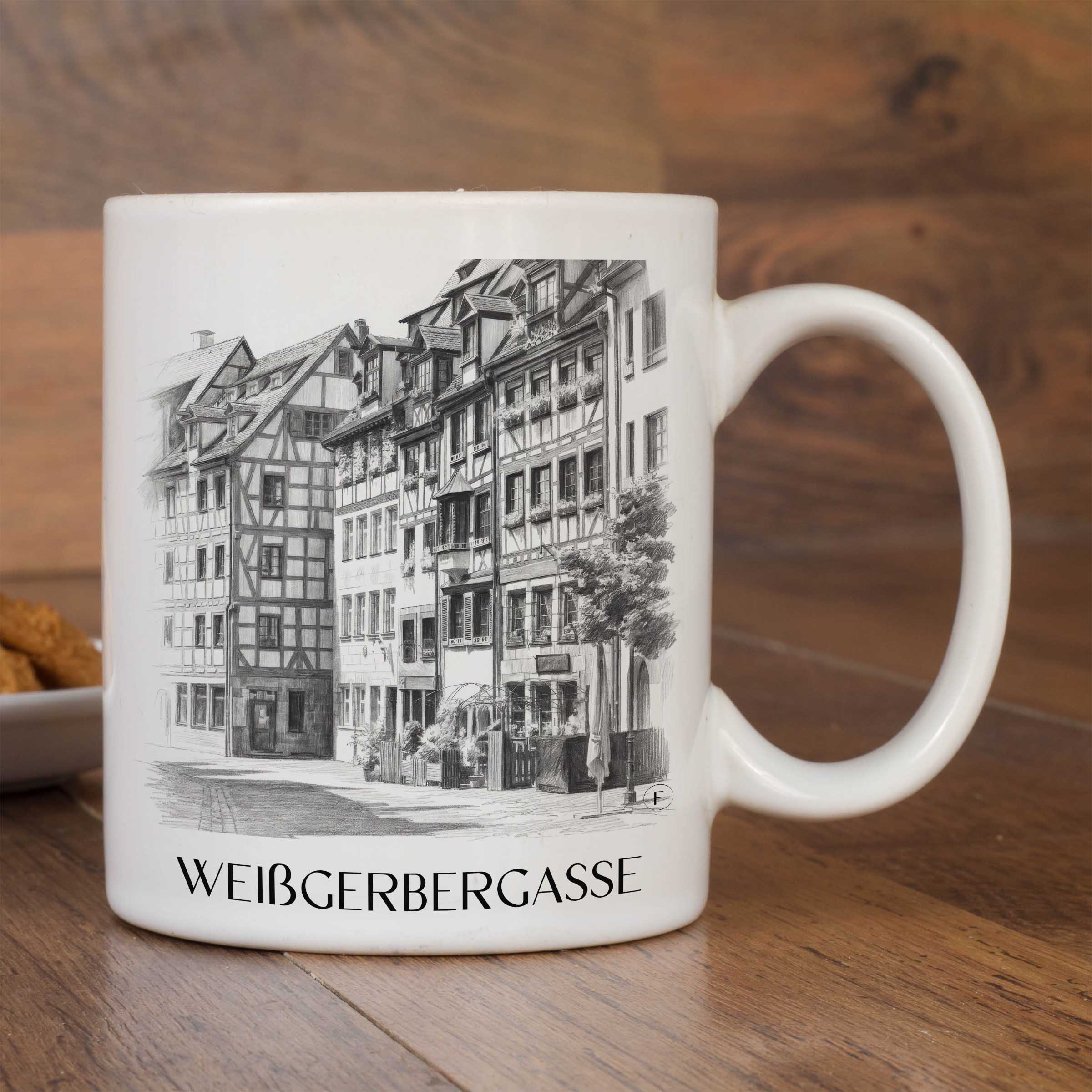 weißgerbergasse-nürnberg-deutschland-kaffeebecher-bleistift-zeichnung-drawing