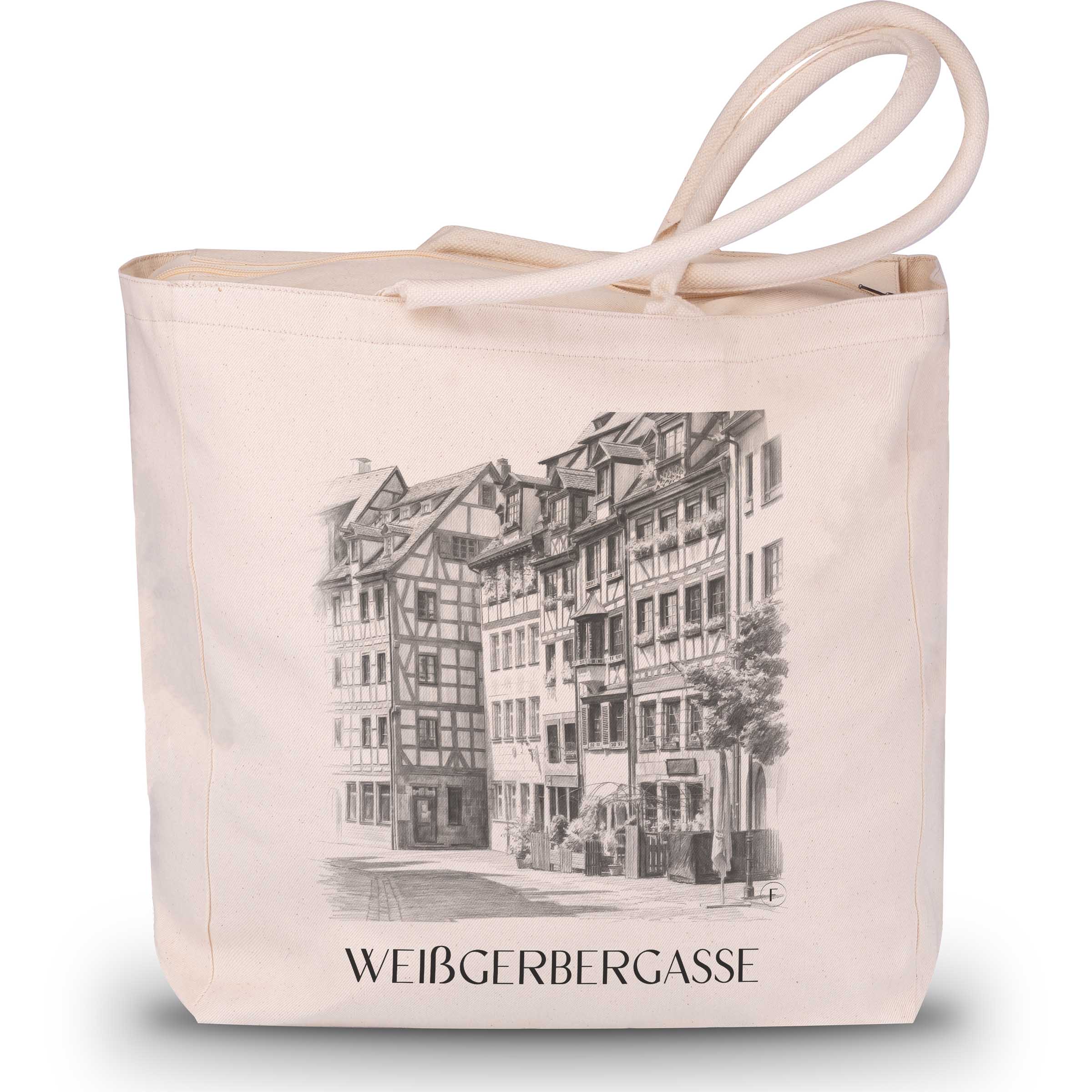 Weißgerbergasse Shopping Tasche - Nürnberg - Deutschland Tote Bag - Einkaufstasche im Zeichnung Stil