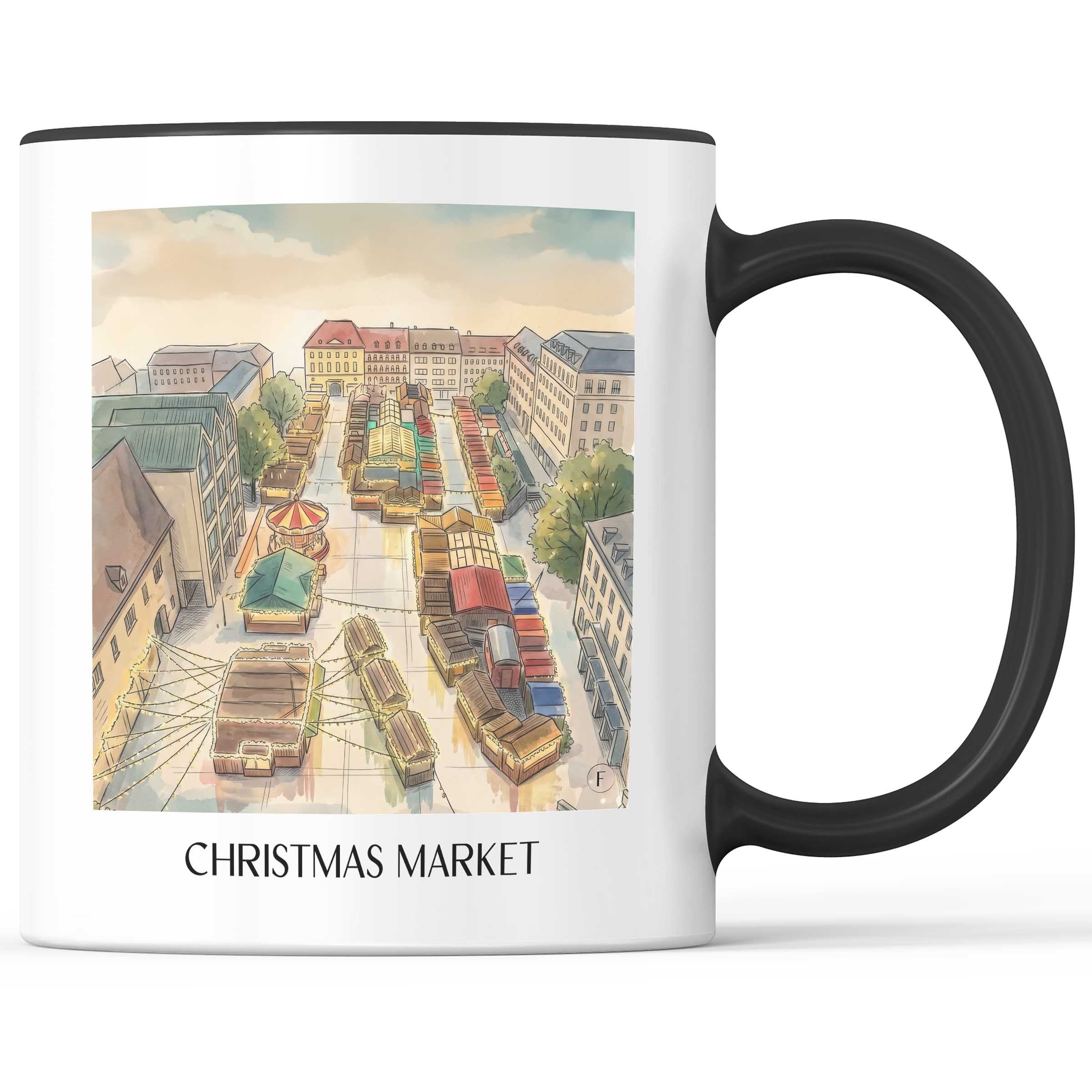 Weihnachtsmarkt Kaffeebecher - Aachen - Deutschland und Deutschland Becher - Kaffeetasse im Aquarell Stil - favplace