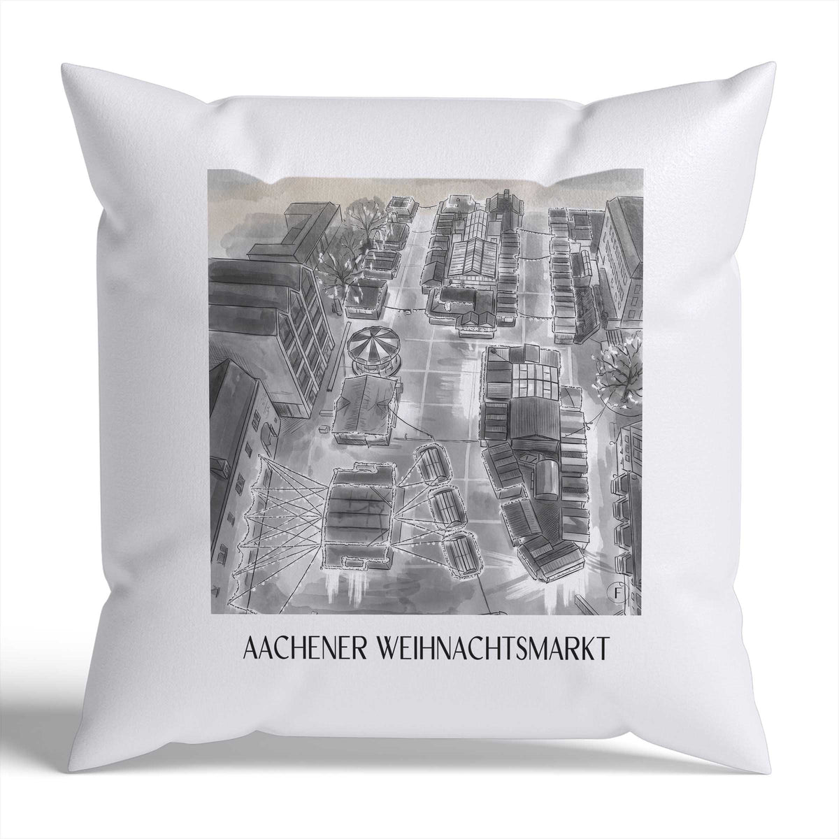 weihnachtsmarkt-aachen-deutschland-kissenbezug-aquarell-schwarz-weiss