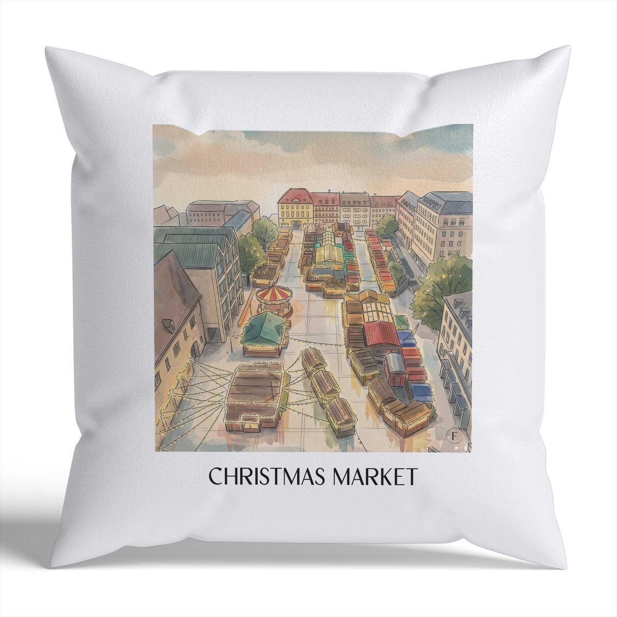 Weihnachtsmarkt Kissenhülle - Zierkissen Bezug - Aachen - Deutschland Kissen bzw. Kissenbezug im Aquarell Stil - favplace