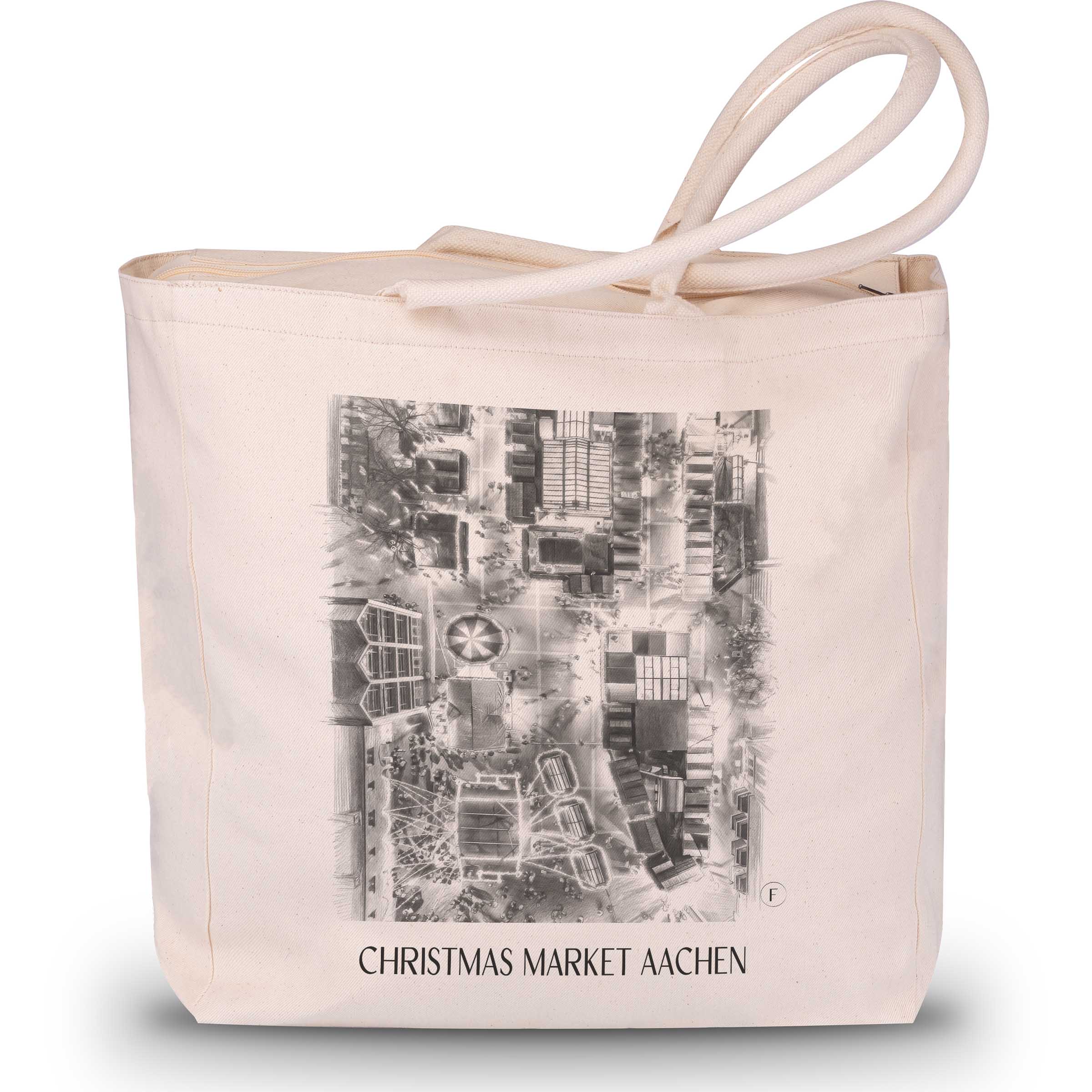 Weihnachtsmarkt Shopping Tasche - Aachen - Deutschland Tote Bag - Einkaufstasche im Zeichnung Stil