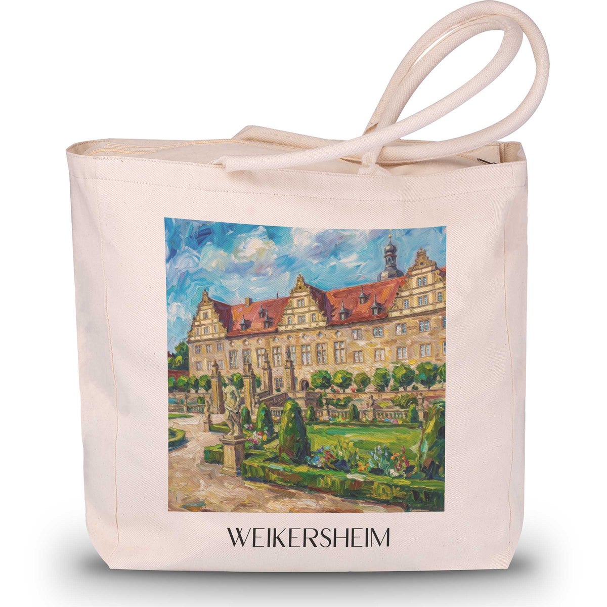 Weikersheim Shopping Tasche - Taubertal - Deutschland Tote Bag - Einkaufstasche im Ölgemälde Stil - favplace