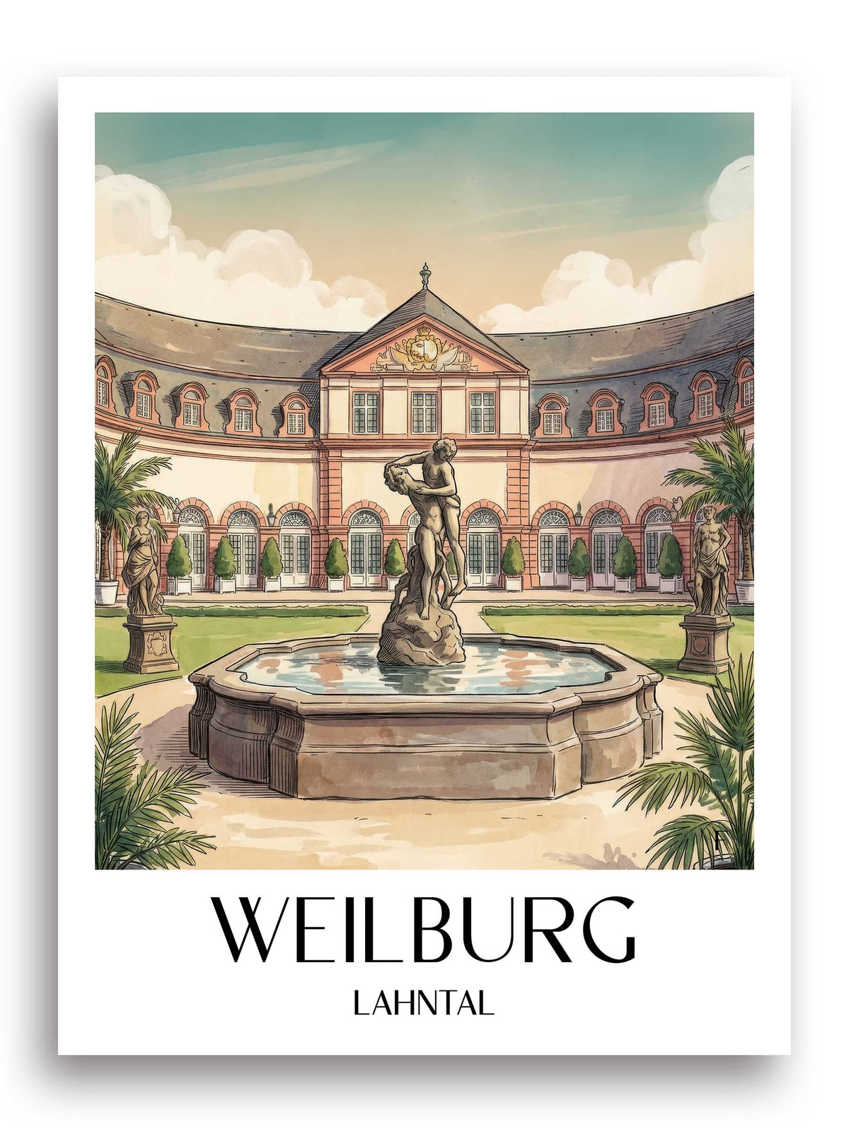 weilburg-lahntal-deutschland-poster-aquarell