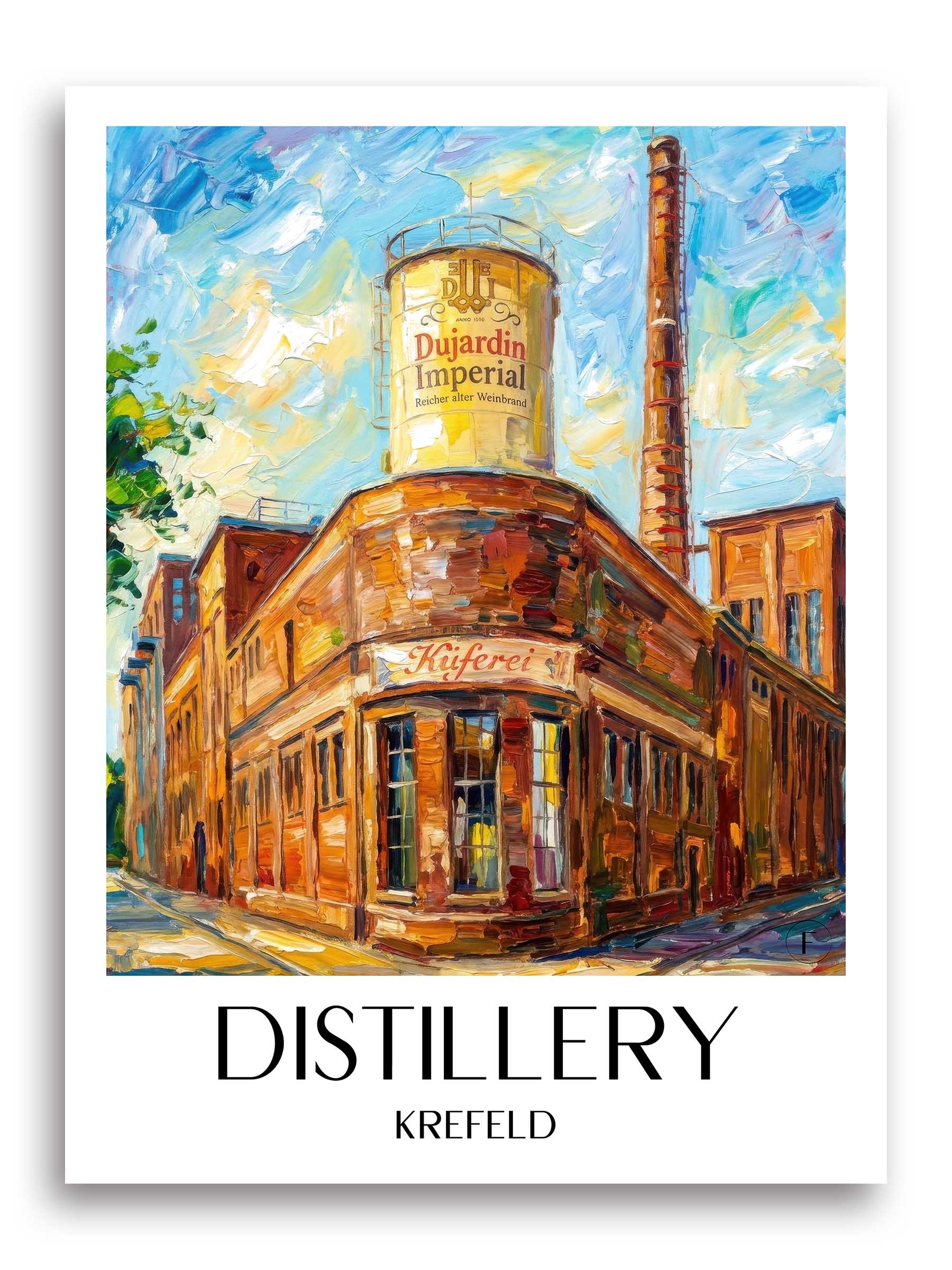 Weinbrennerei Poster - Krefeld - Deutschland Kunstdruck - Ölgemälde von A4 bis A1 - favplace