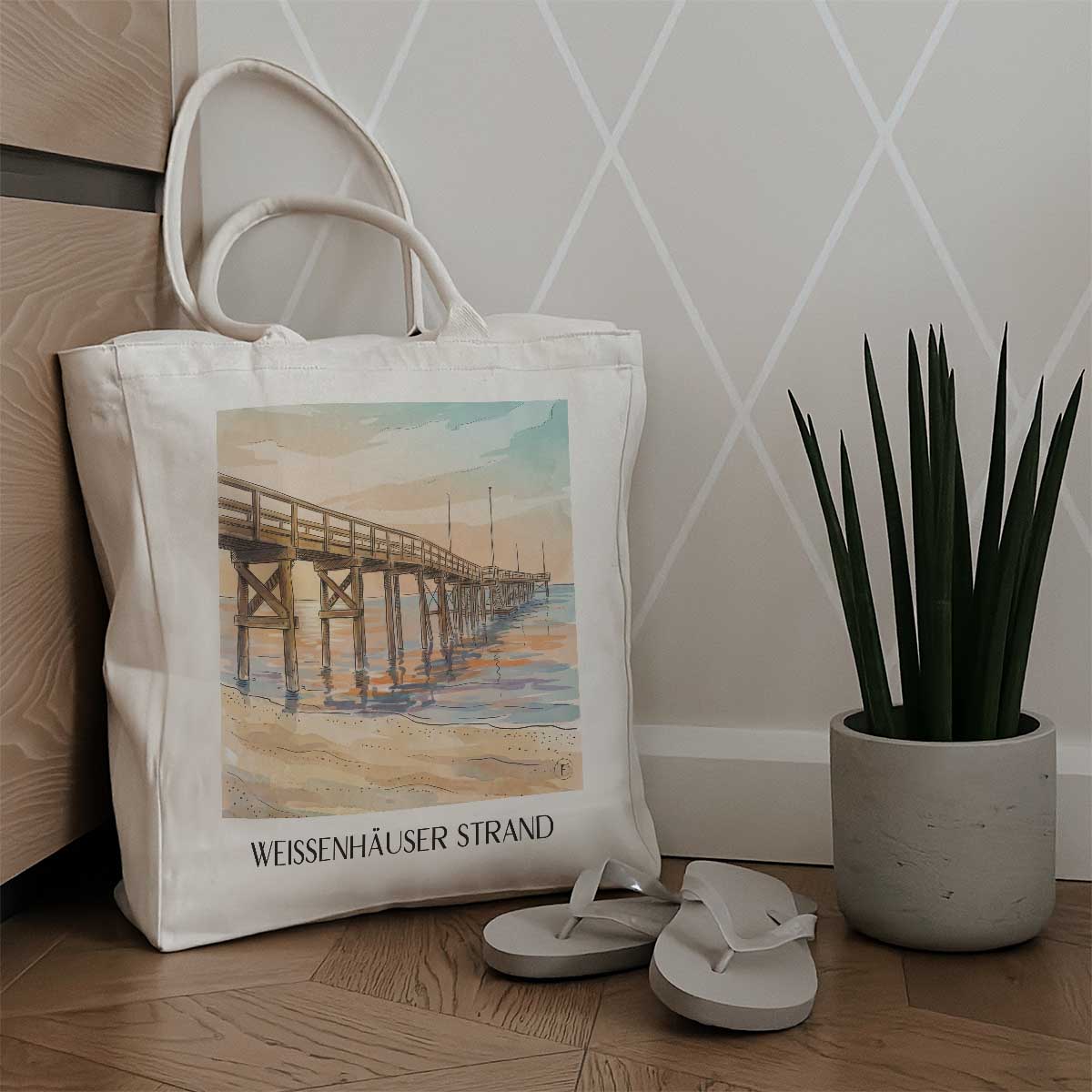 weissenhäuser-strand-ostholstein-deutschland-einkaufstasche-aquarell