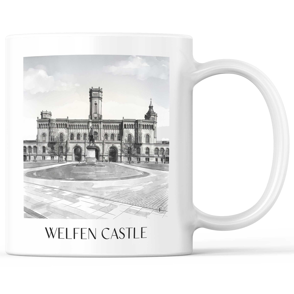 Welfenschloss Kaffeebecher - Hannover - Deutschland Becher - Kaffeetasse im Aquarell Schwarz-Weiß Stil - favplace
