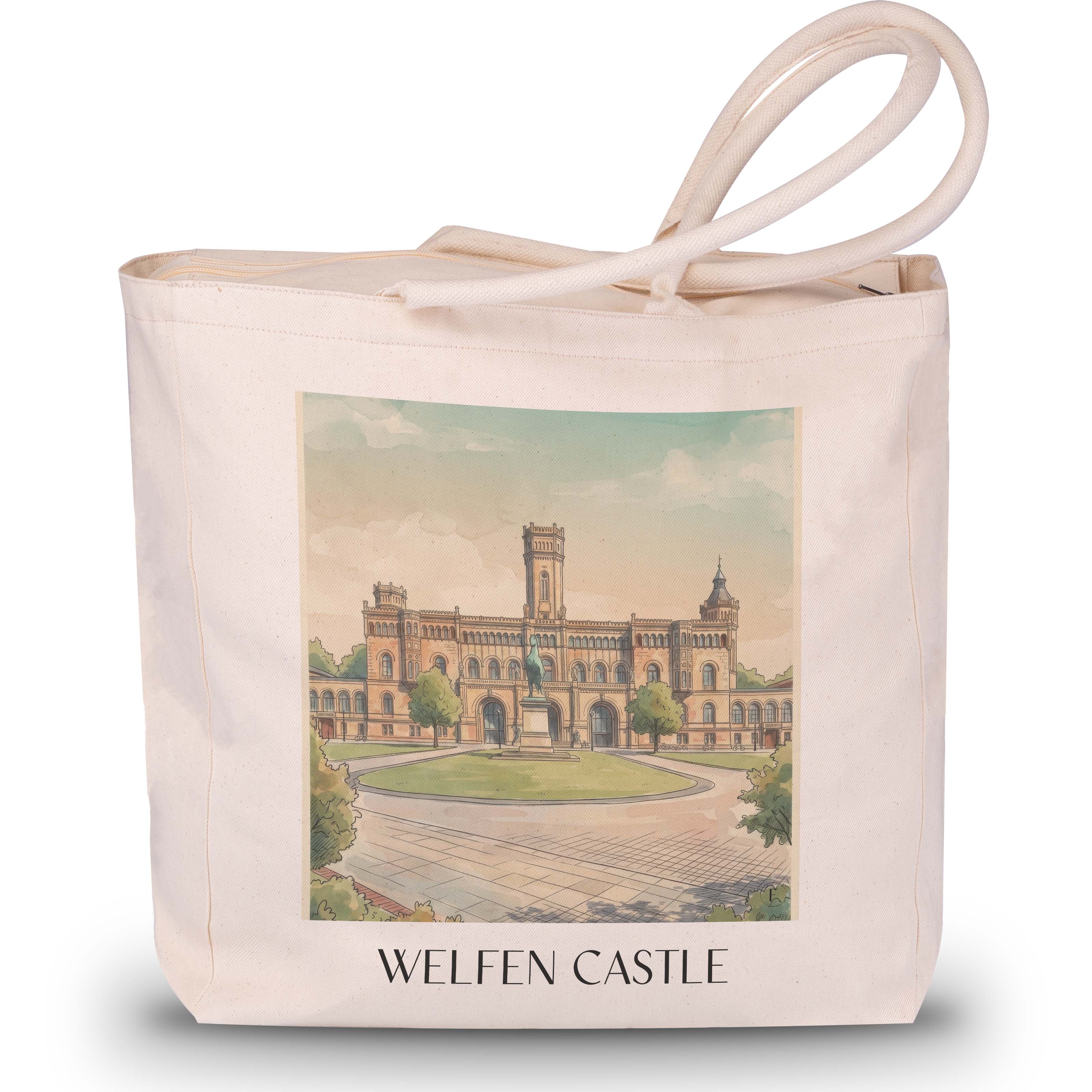 Welfenschloss Shopping Tasche - Hannover - Deutschland Tote Bag - Einkaufstasche im Aquarell Stil - favplace