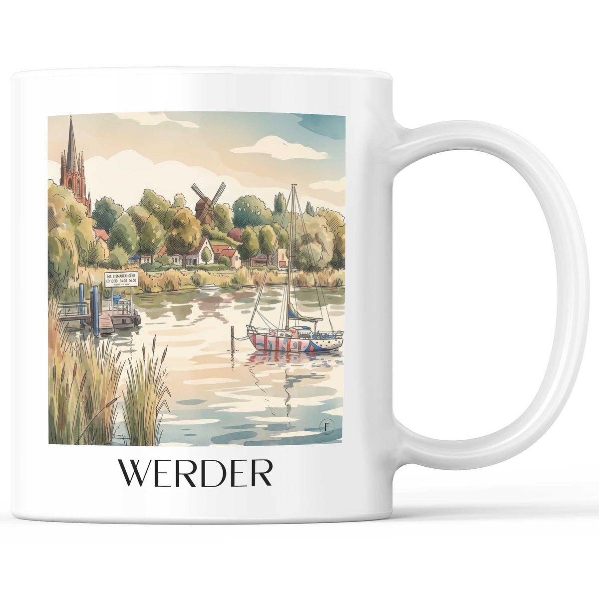 Werder (Havel) Kaffeebecher - Havelland - Deutschland Becher - Kaffeetasse im Aquarell Stil - favplace