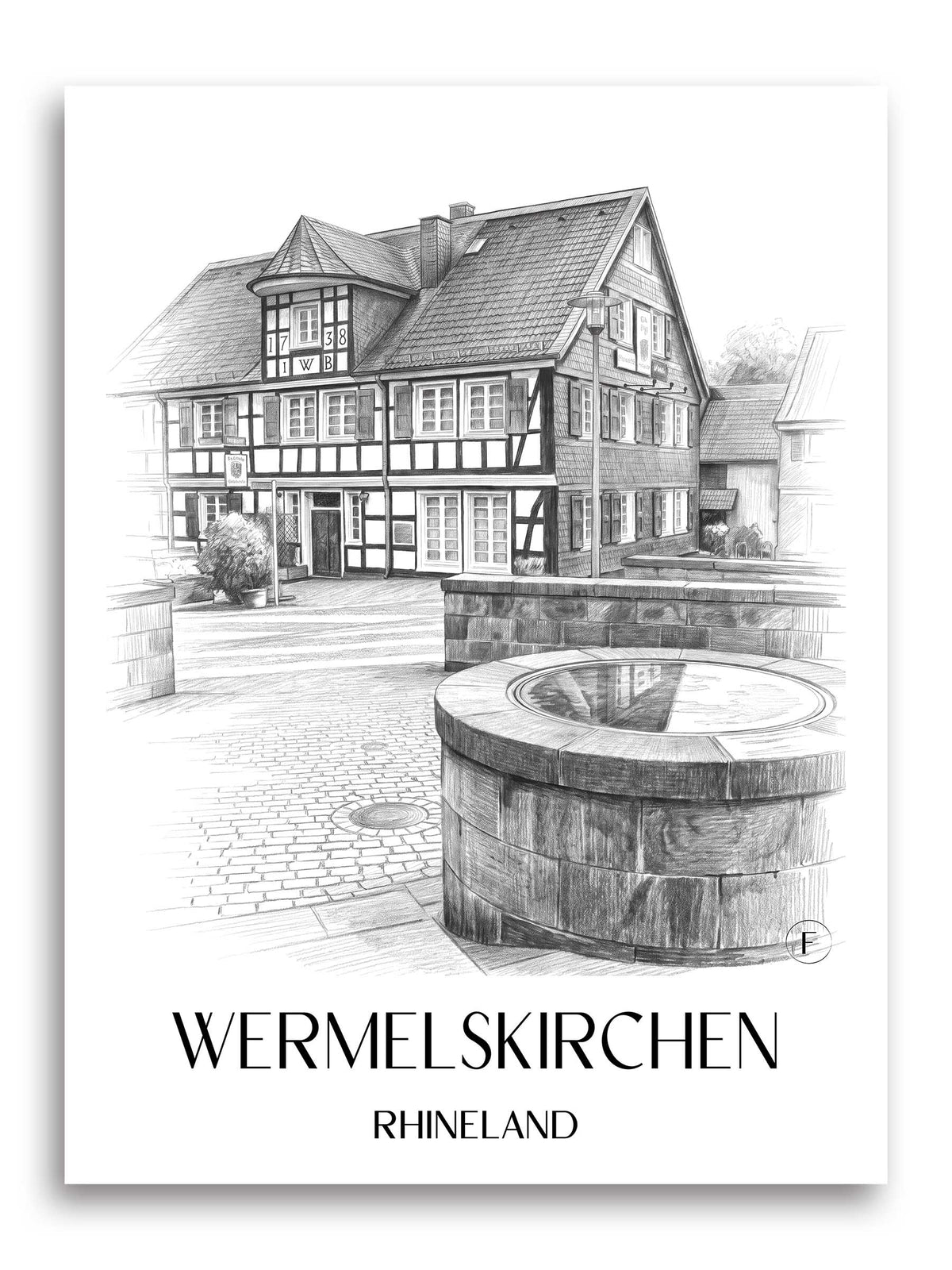 Wermelskirchen Poster - Rheinland - Deutschland Kunstdruck - Zeichnung von A4 bis A1