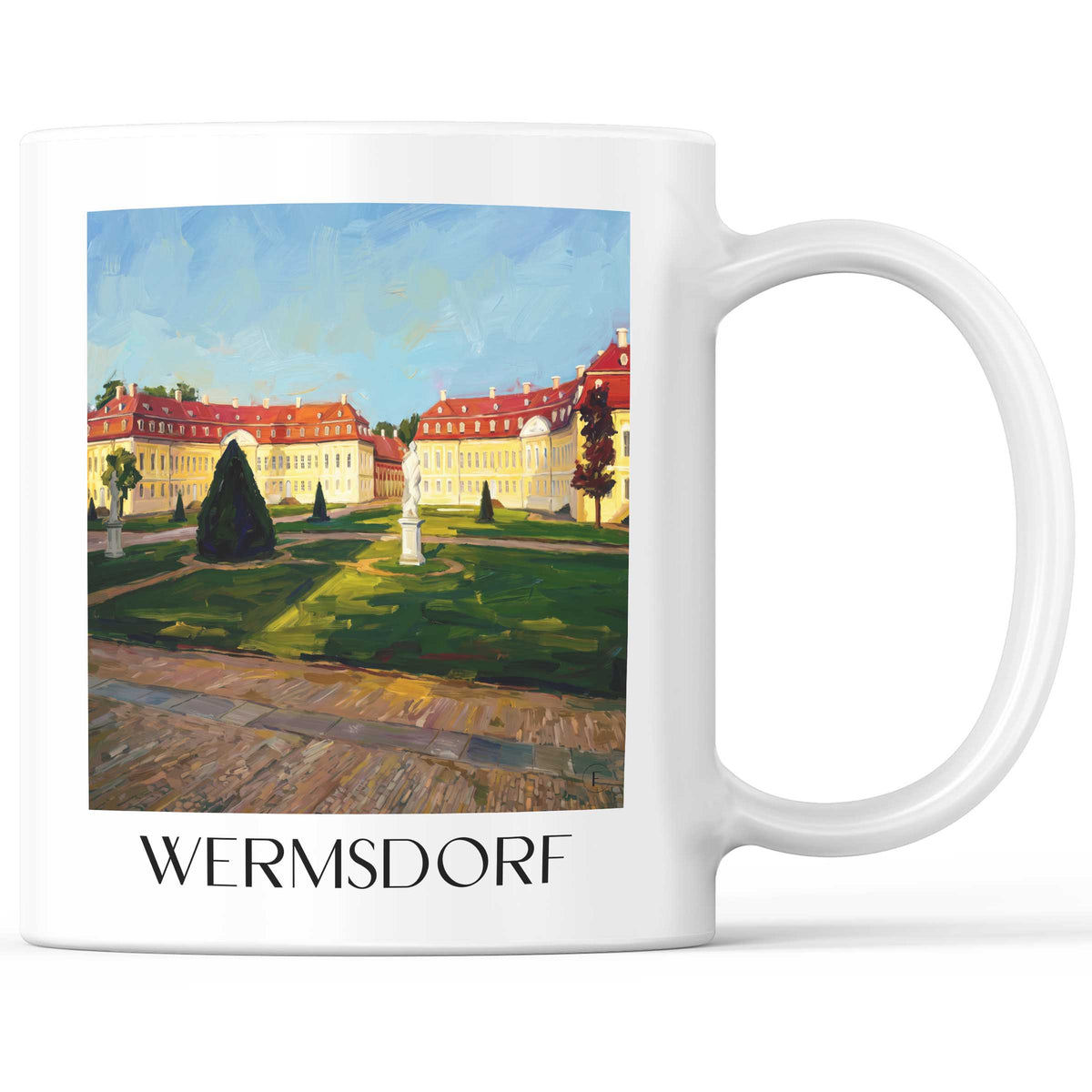 Wermsdorf Kaffeebecher - Sachsen - Deutschland Becher - Kaffeetasse im Ölgemälde Stil