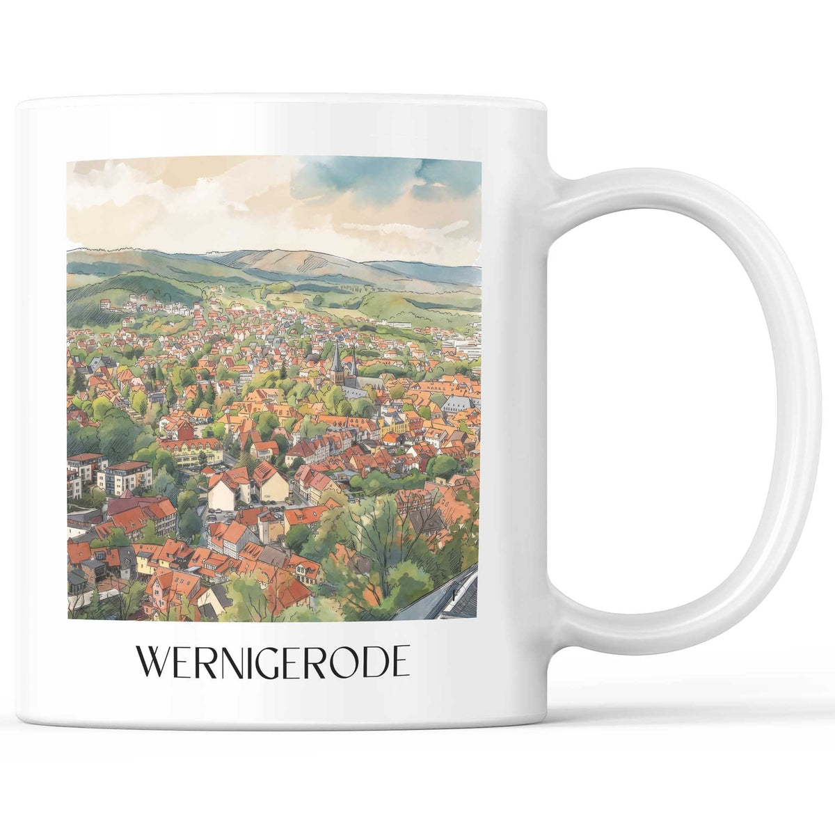Wernigerode Kaffeebecher - Nordharz - Deutschland Becher - Kaffeetasse im Aquarell Stil - favplace