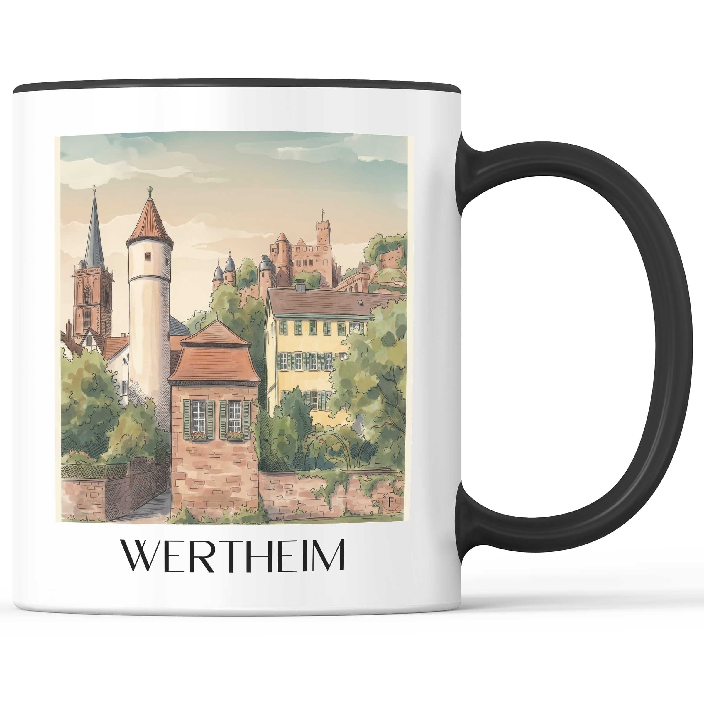 wertheim-main-tauber-tal-deutschland-kaffeebecher-aquarell