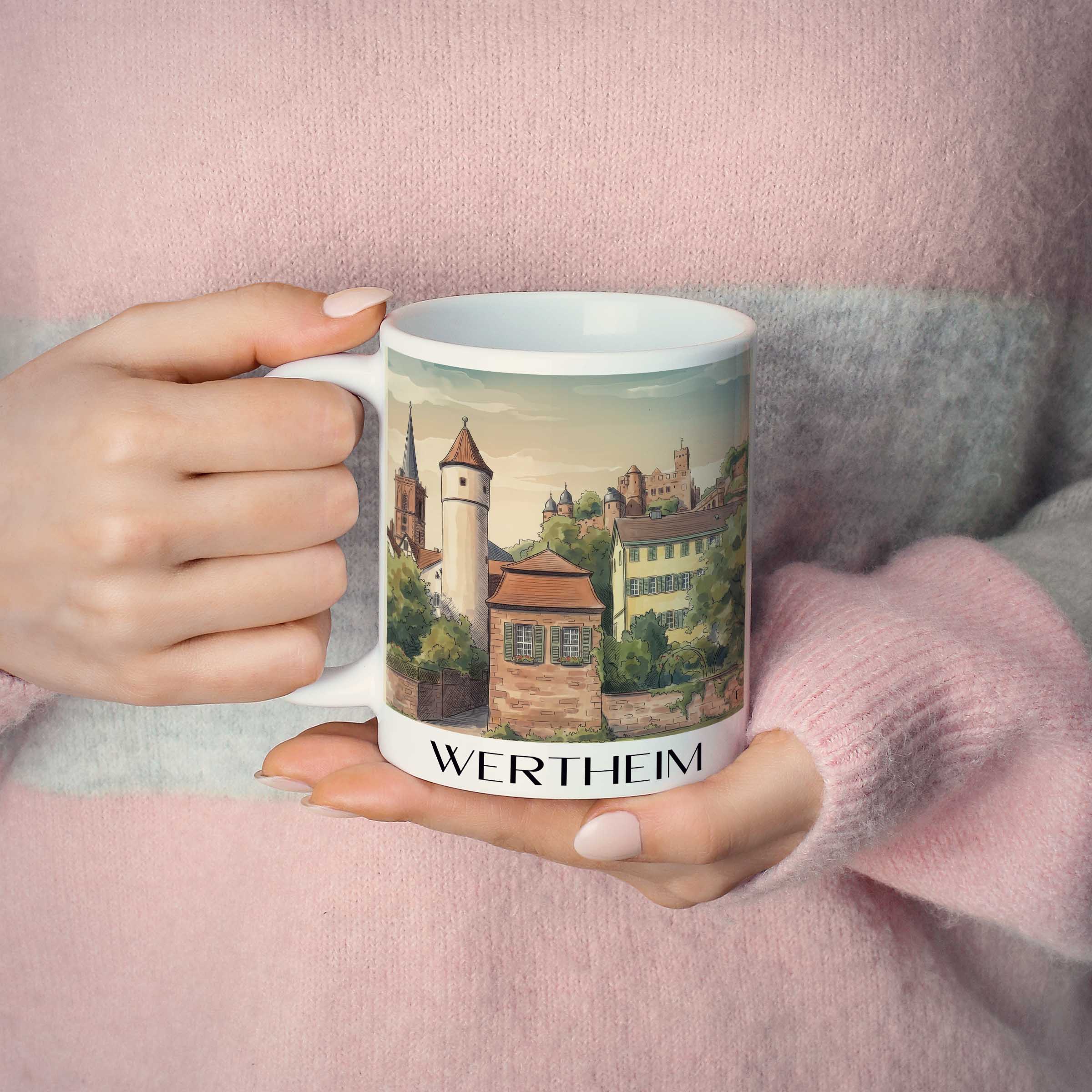 wertheim-main-tauber-tal-deutschland-kaffeebecher-aquarell