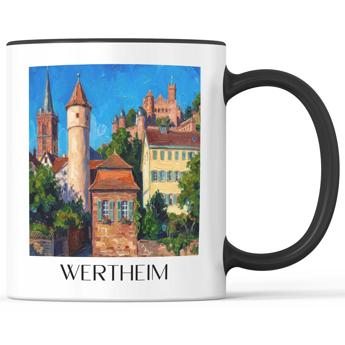 Wertheim Kaffeebecher - Main-Tauber-Tal - Deutschland Becher - Kaffeetasse im Ölgemälde Stil - favplace