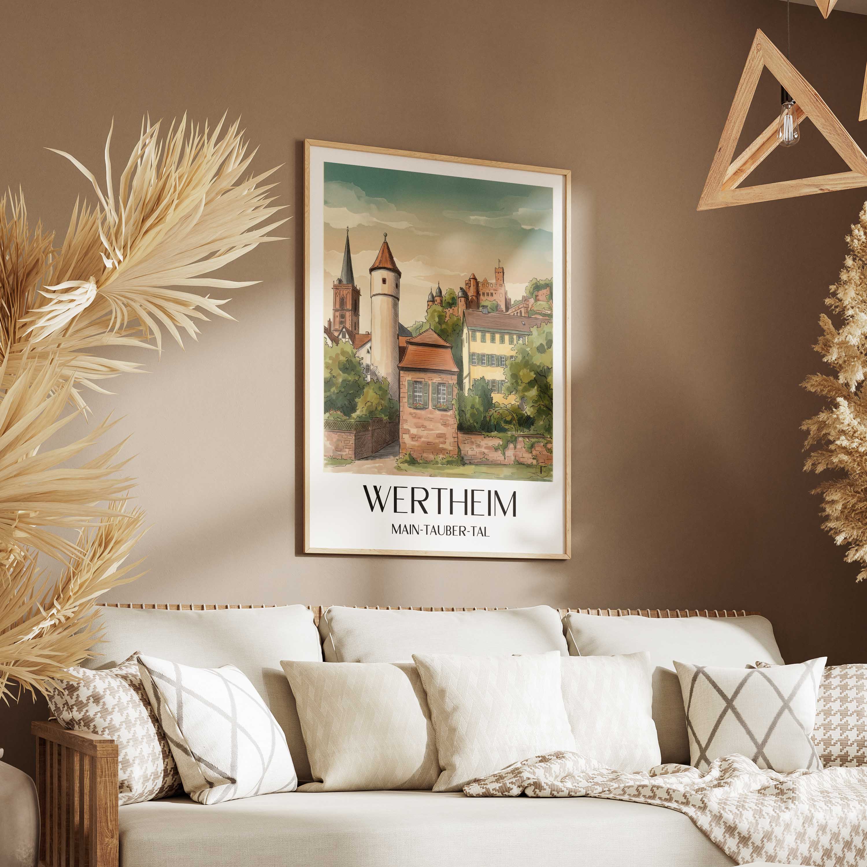 wertheim-main-tauber-tal-deutschland-poster-aquarell