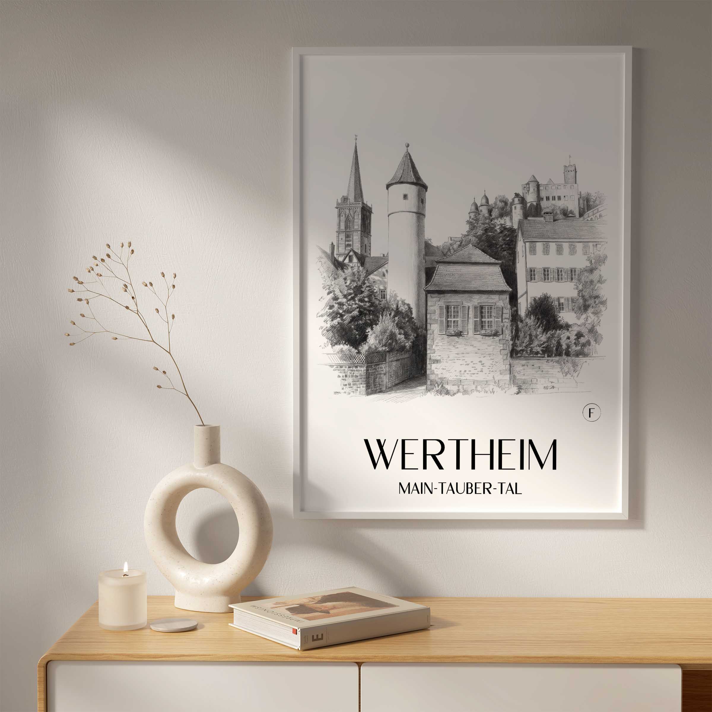 wertheim-main-tauber-tal-deutschland-poster-bleistift-zeichnung-drawing