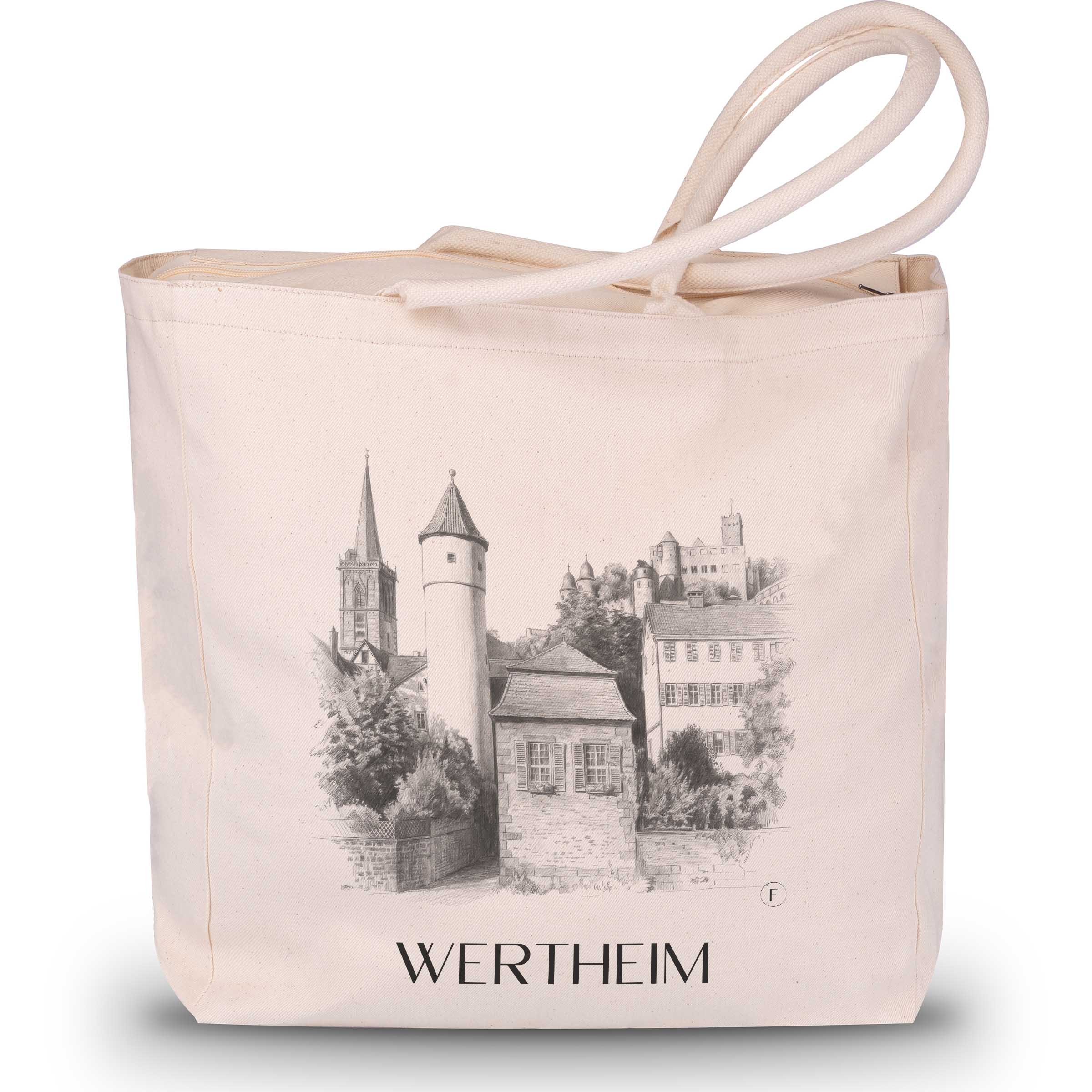 wertheim-main-tauber-tal-deutschland-einkaufstasche-bleistift-zeichnung-drawing
