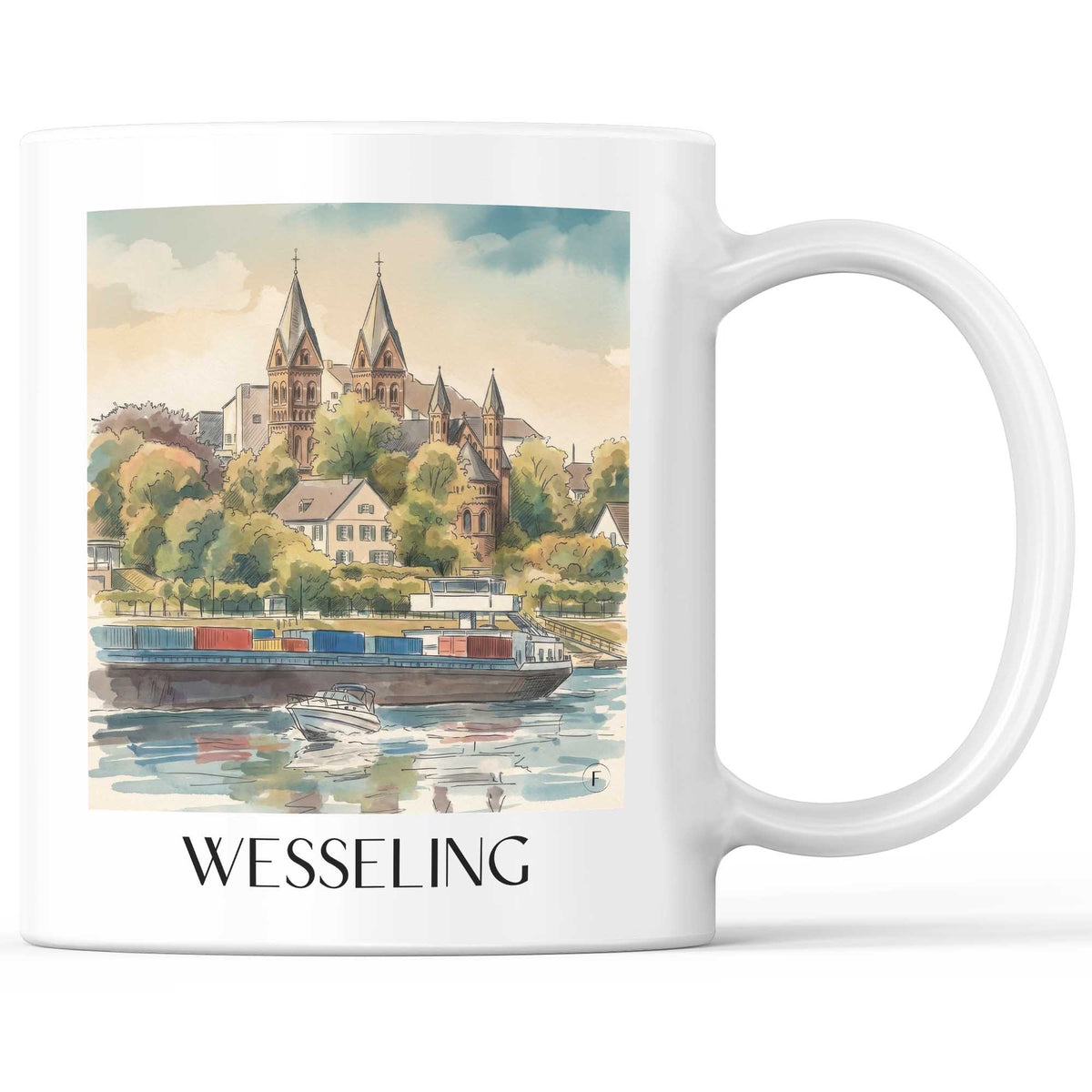 Wesseling Kaffeebecher - Rheinland - Deutschland Becher - Kaffeetasse im Aquarell Stil - favplace