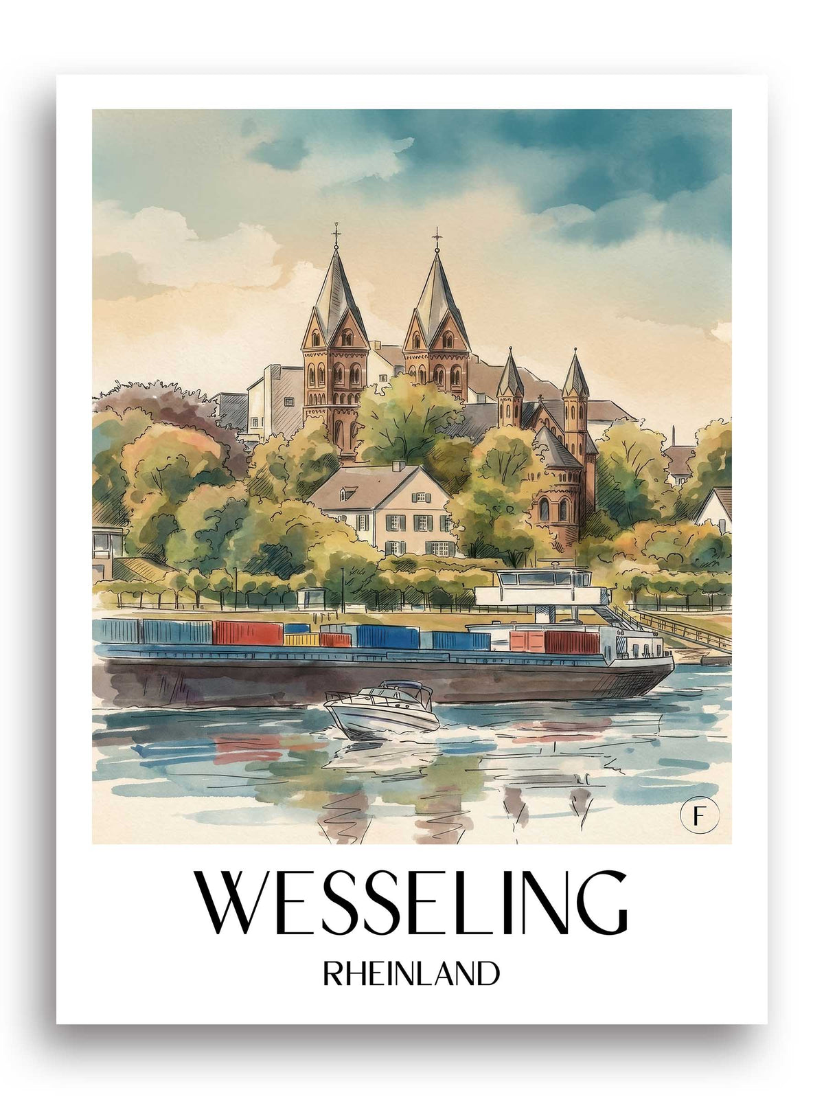 wesseling-rheinland-deutschland-poster-aquarell