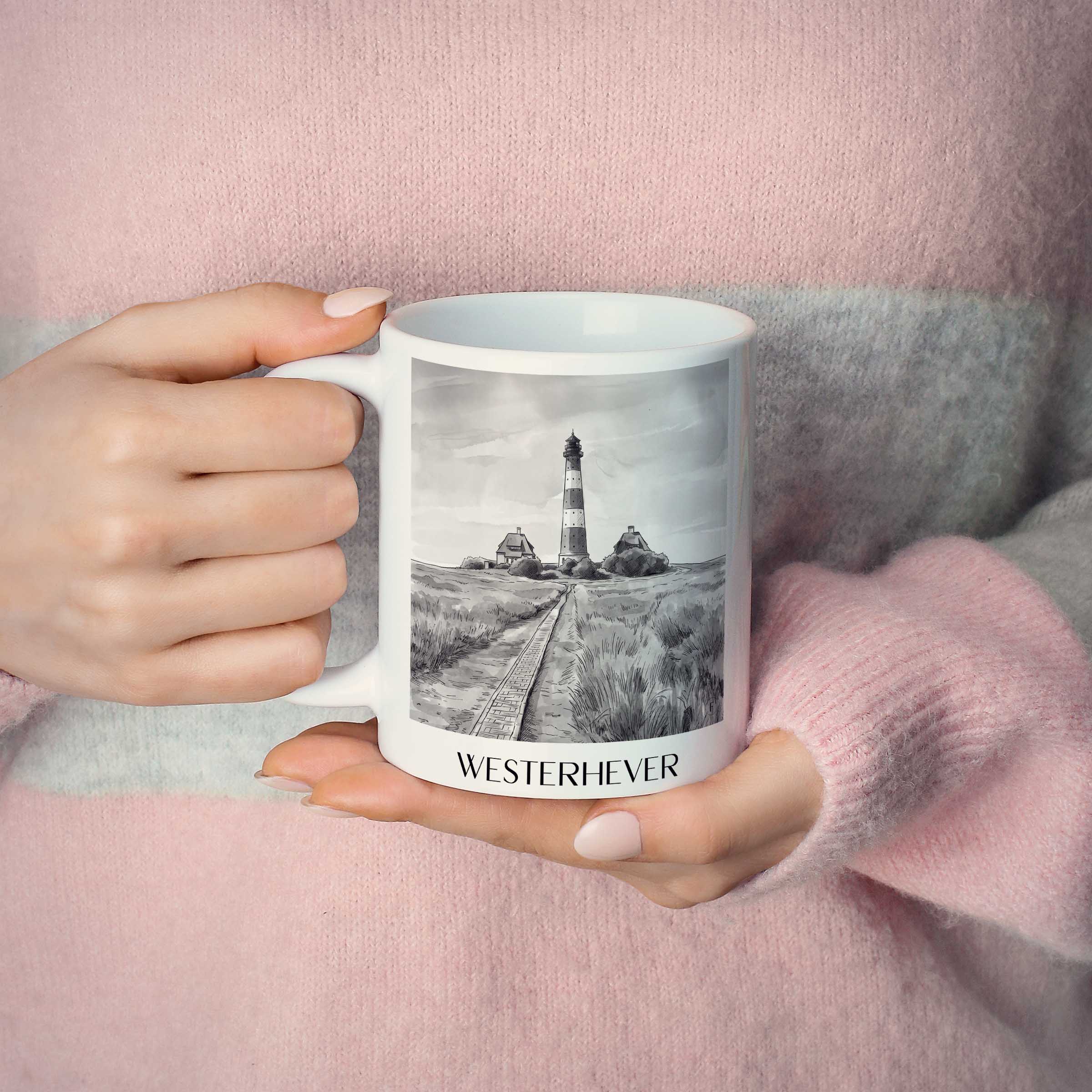 westerhever-schleswig-deutschland-kaffeebecher-aquarell-schwarz-weiss