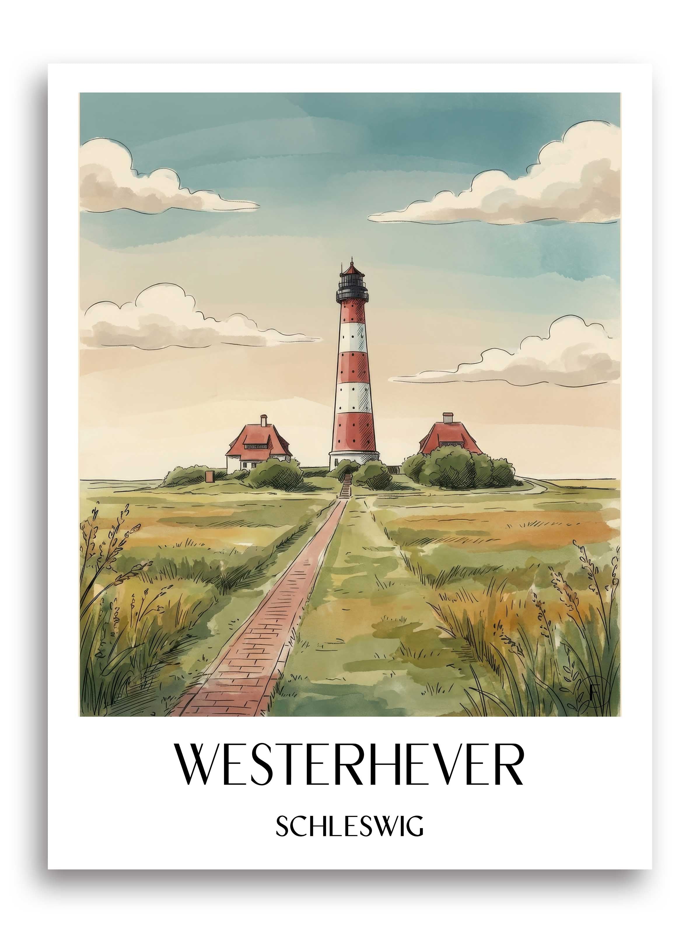 westerhever-schleswig-deutschland-poster-aquarell