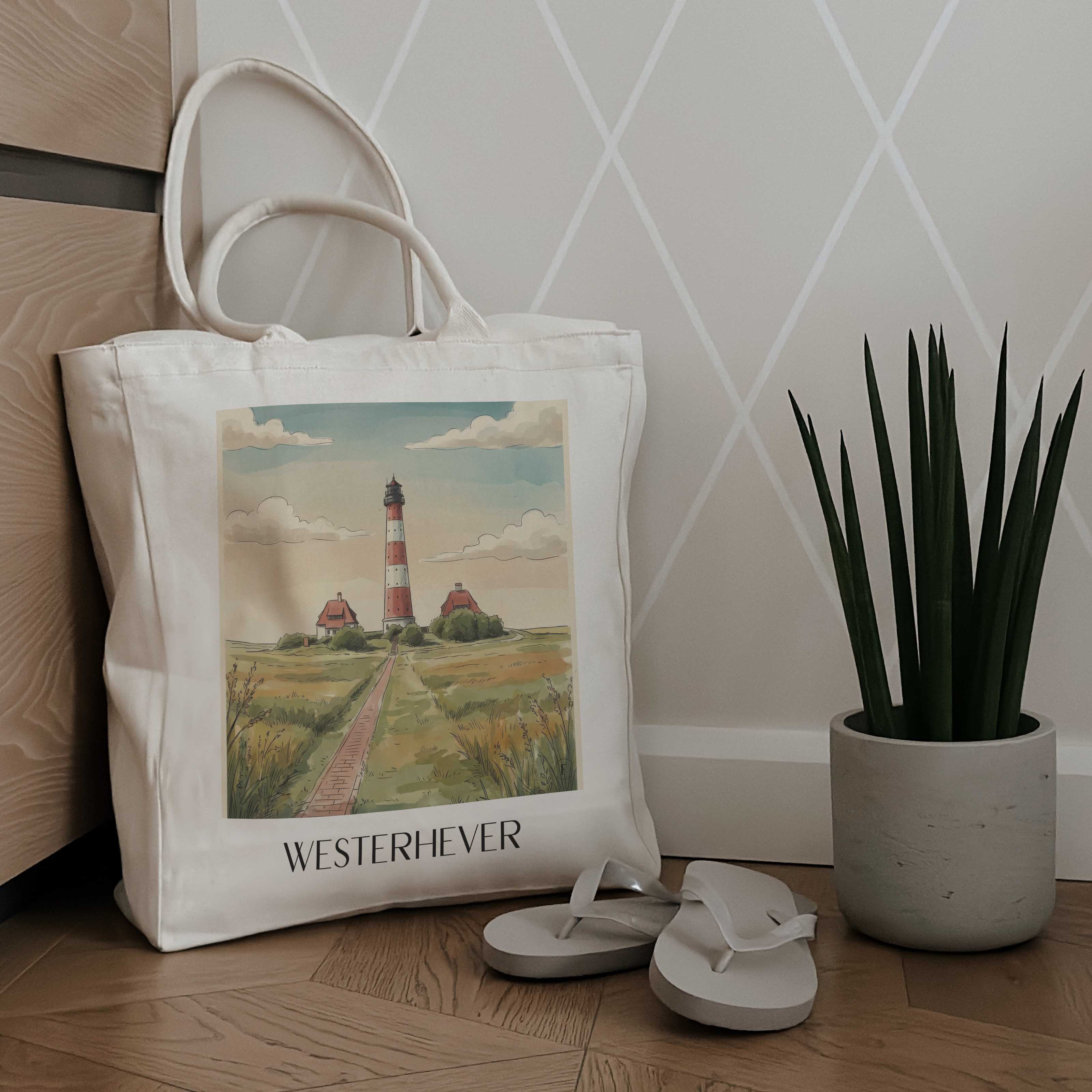 westerhever-schleswig-deutschland-einkaufstasche-aquarell