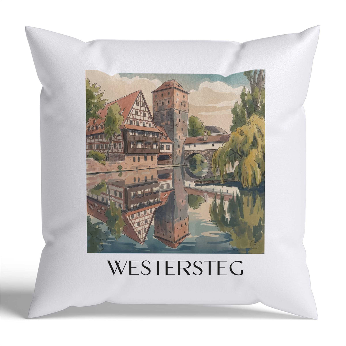 Westersteg Kissenhülle - Zierkissen Bezug - Nürnberg - Deutschland Kissen bzw. Kissenbezug im Aquarell Stil - favplace