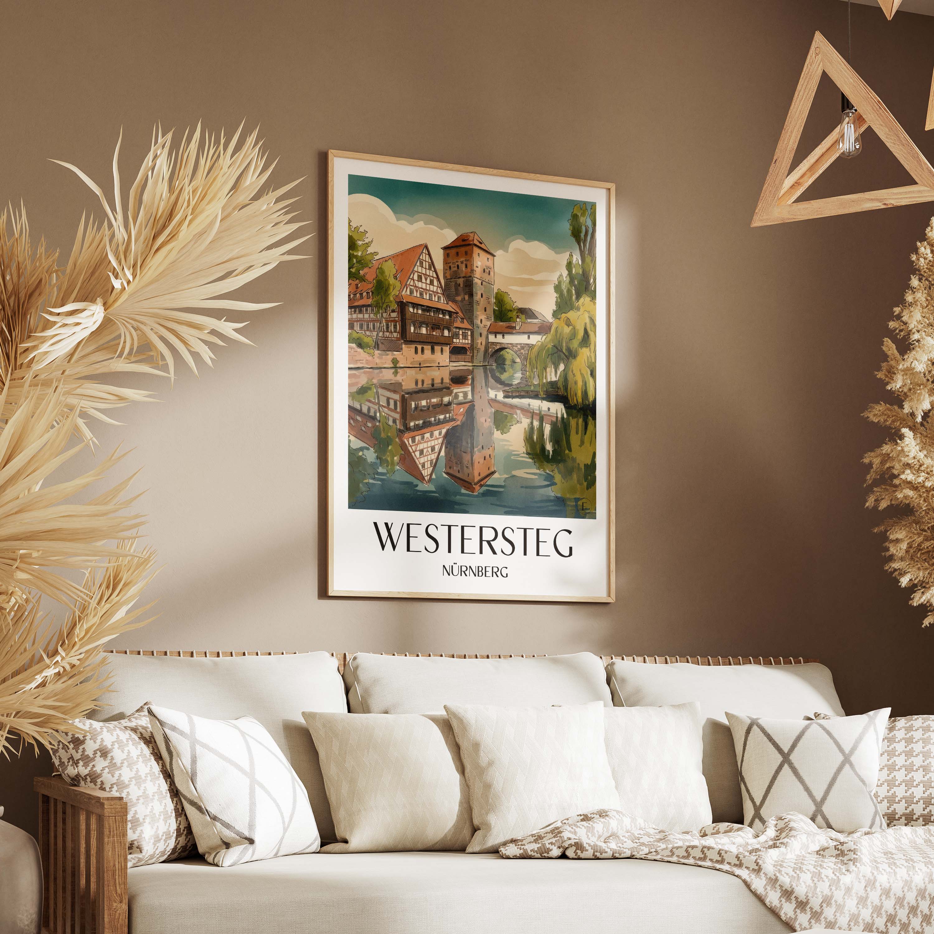 westersteg-nürnberg-deutschland-poster-aquarell
