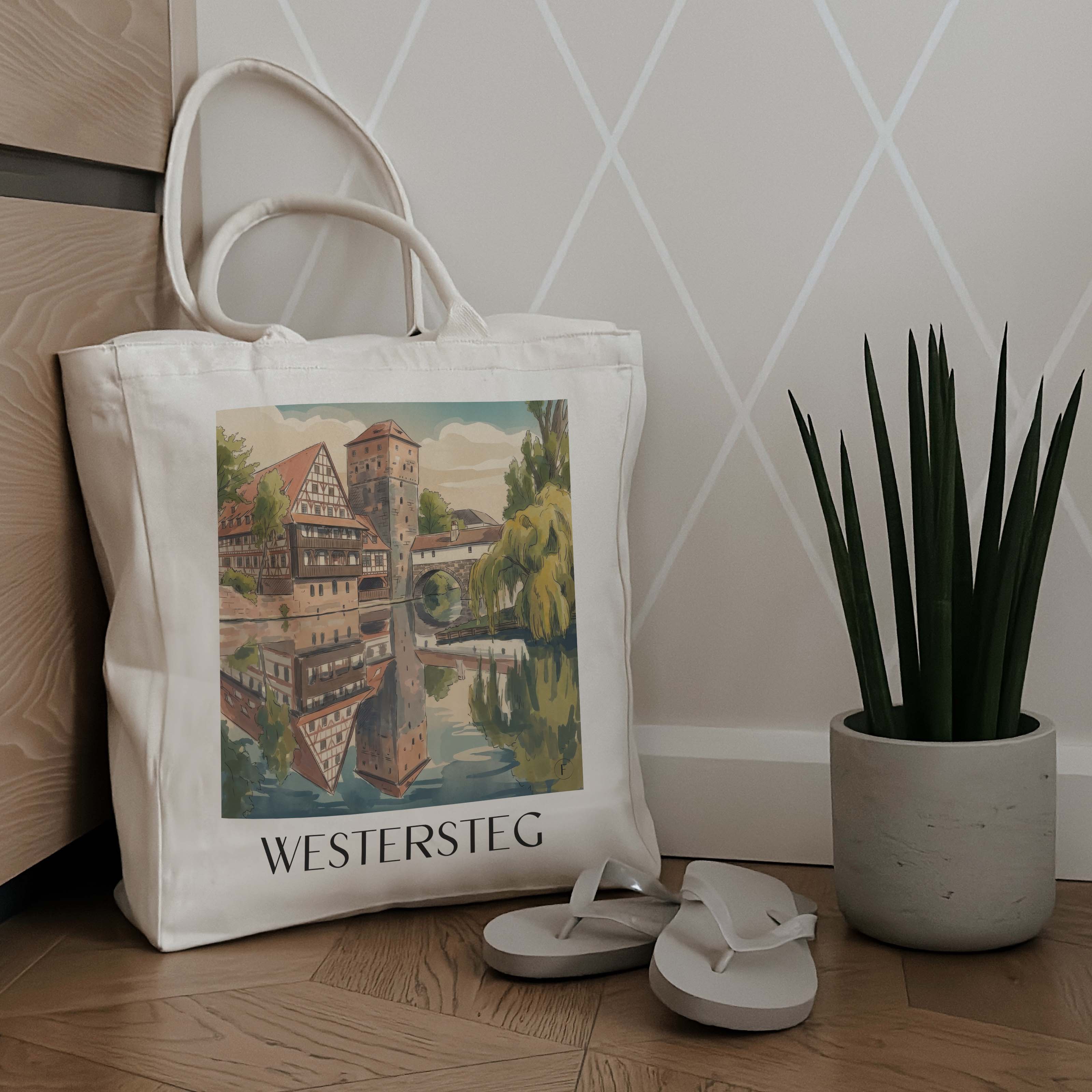 westersteg-nürnberg-deutschland-einkaufstasche-aquarell