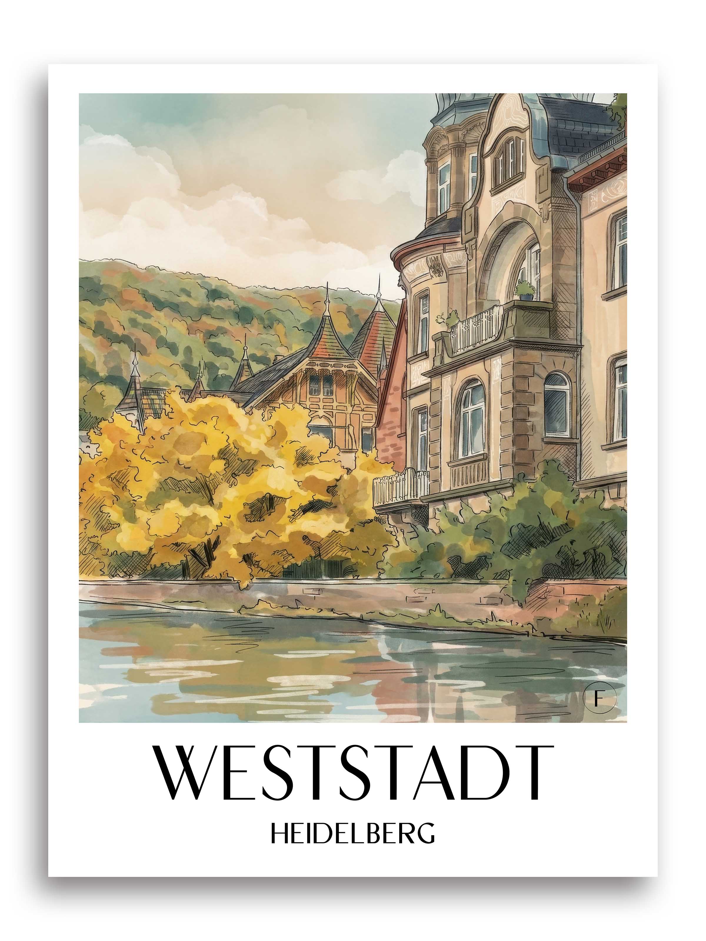 weststadt-heidelberg-deutschland-poster-aquarell