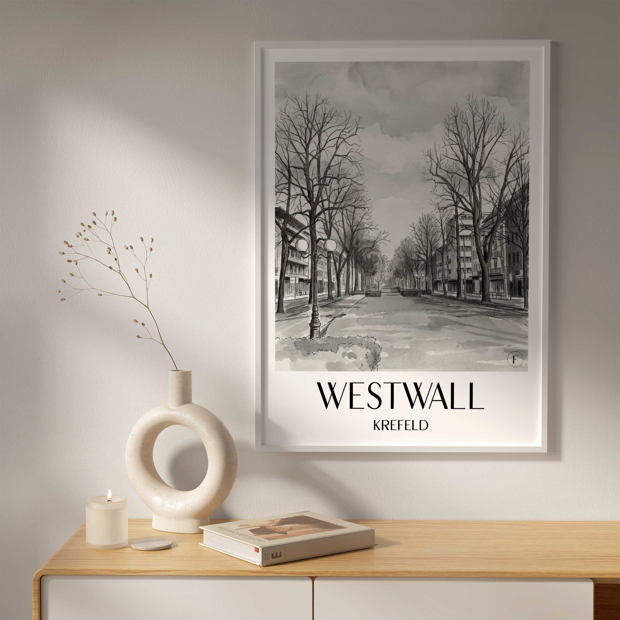 westwall-krefeld-deutschland-poster-aquarell-schwarz-weiss