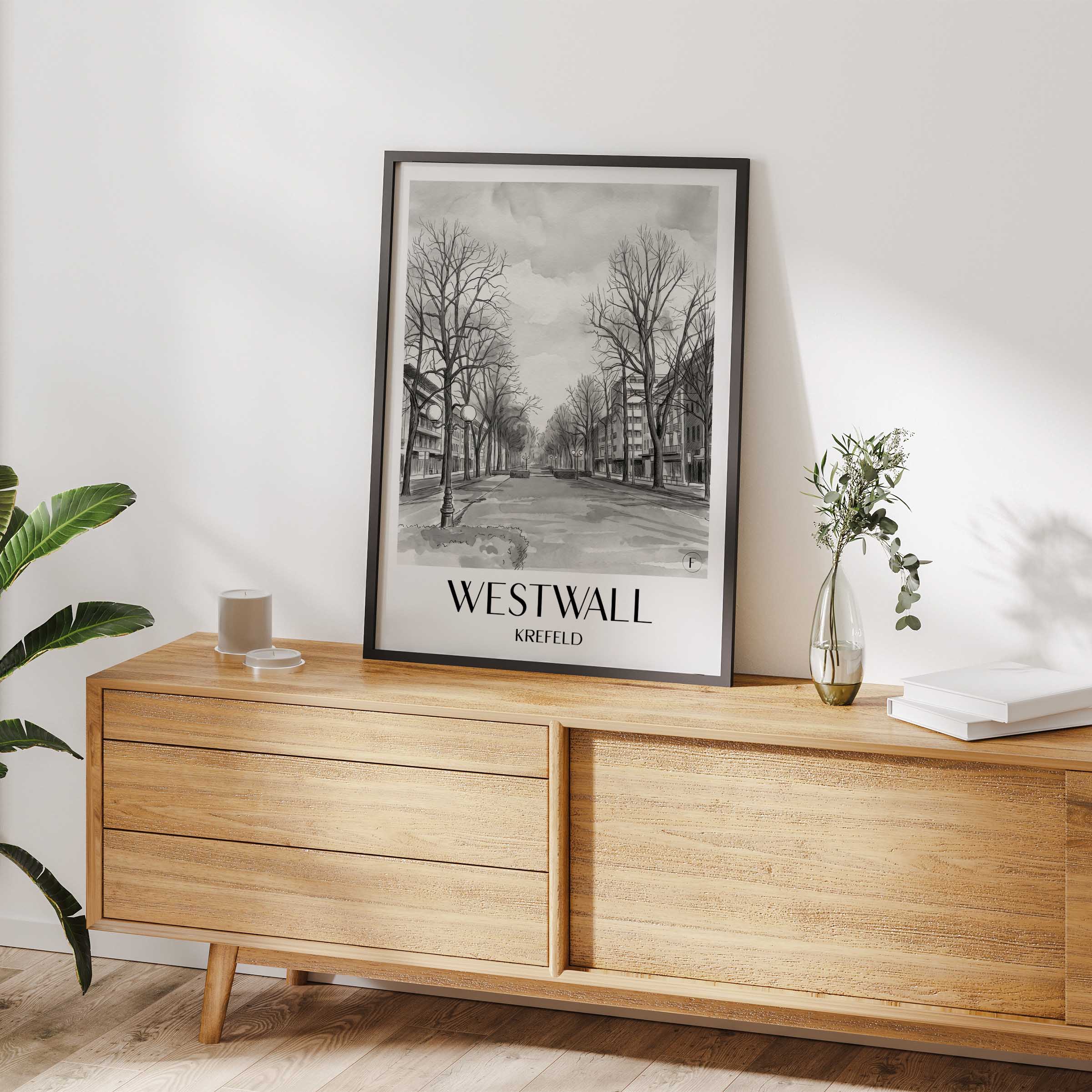 westwall-krefeld-deutschland-poster-aquarell-schwarz-weiss
