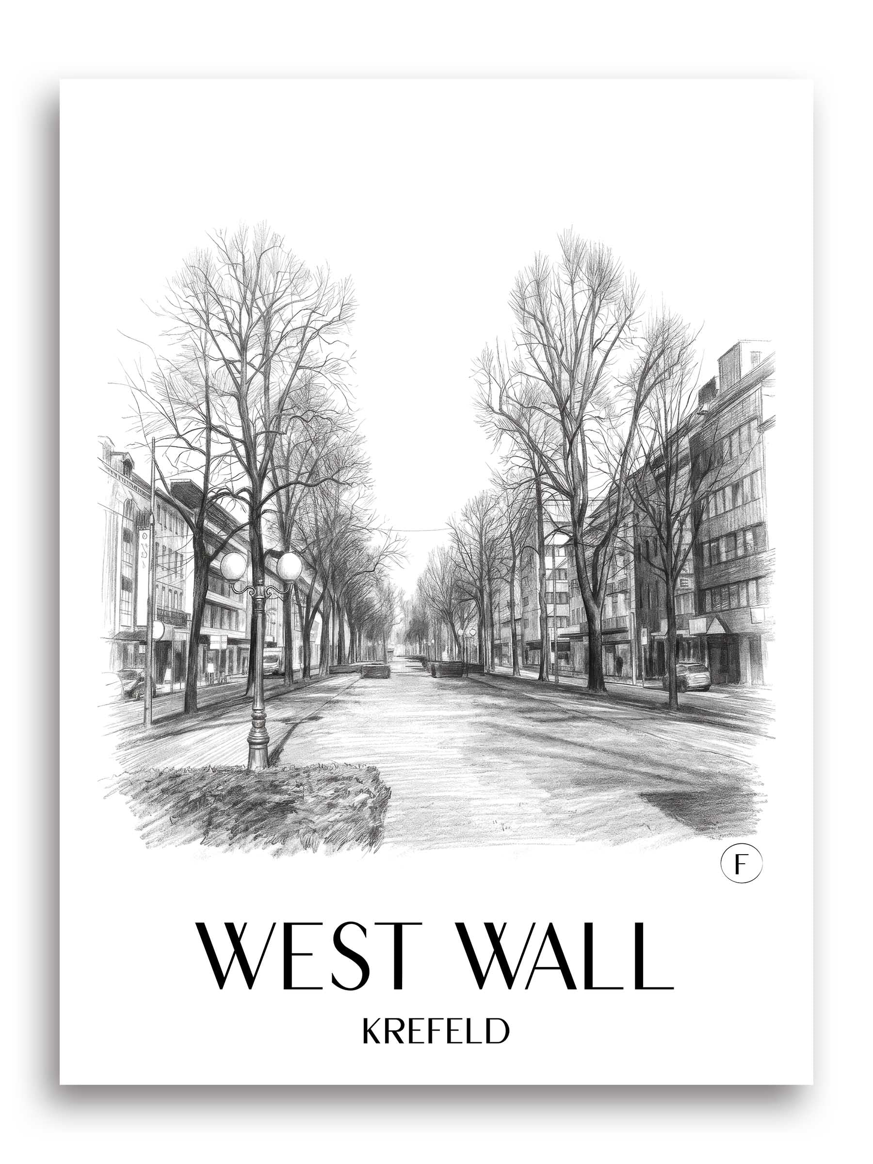 Westwall Poster - Krefeld - Deutschland Kunstdruck - Zeichnung von A4 bis A1