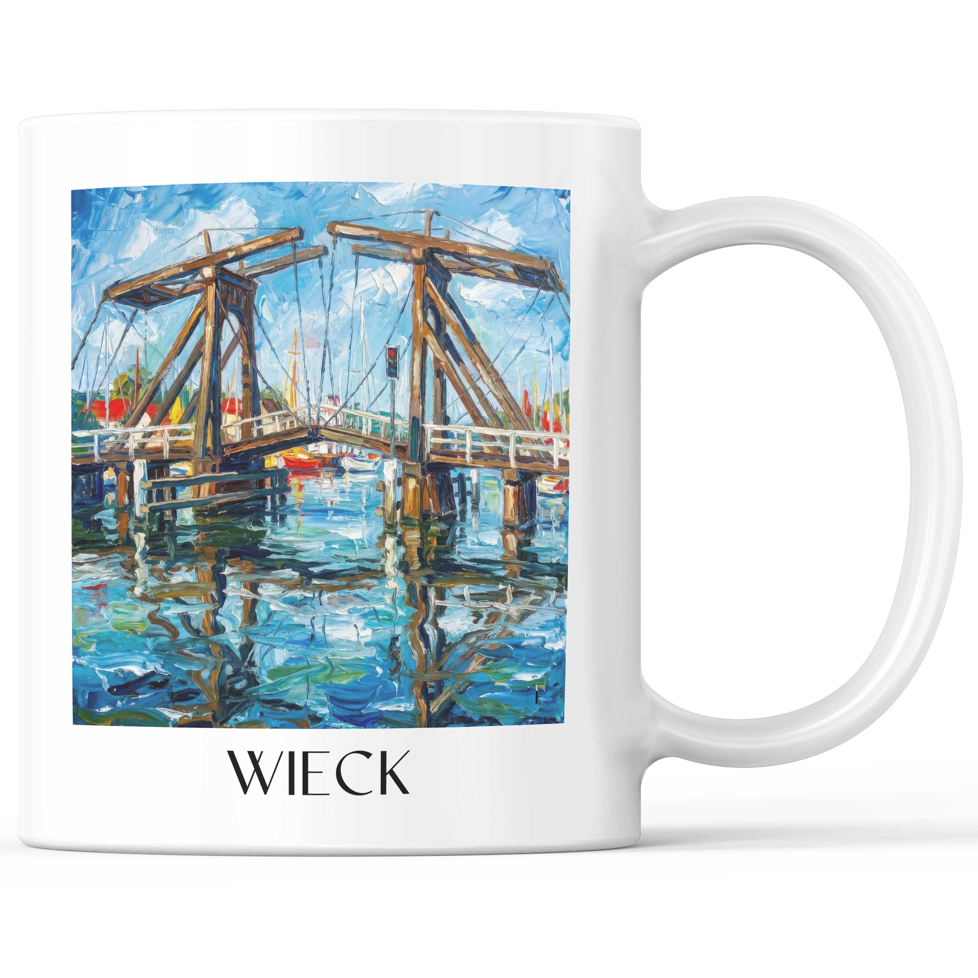 Wieck Kaffeebecher - Greifswald - Deutschland Becher - Kaffeetasse im Ölgemälde Stil - favplace