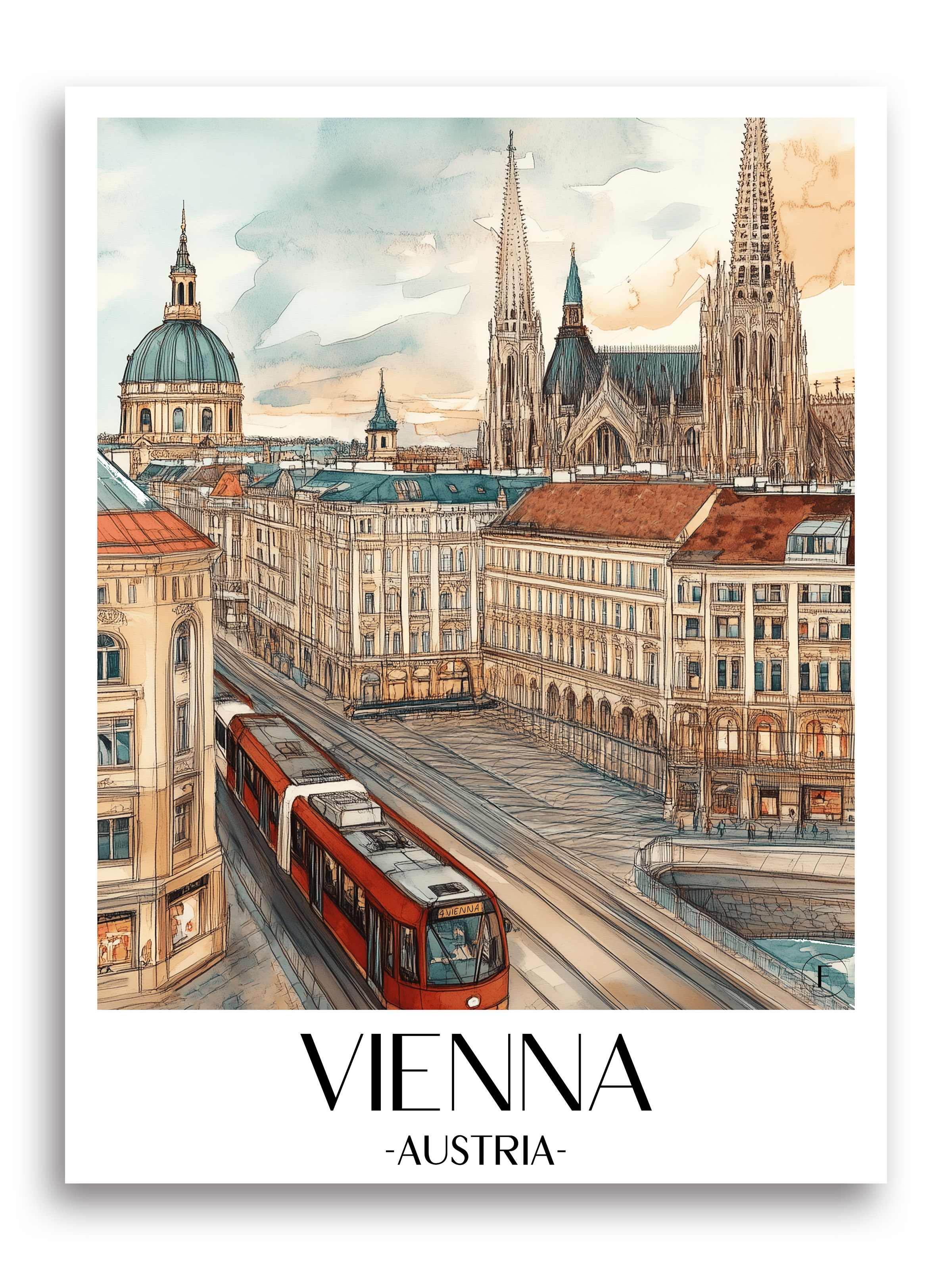 Wien Poster - Österreich Kunstdruck - Aquarell von A4 bis A1 - favplace