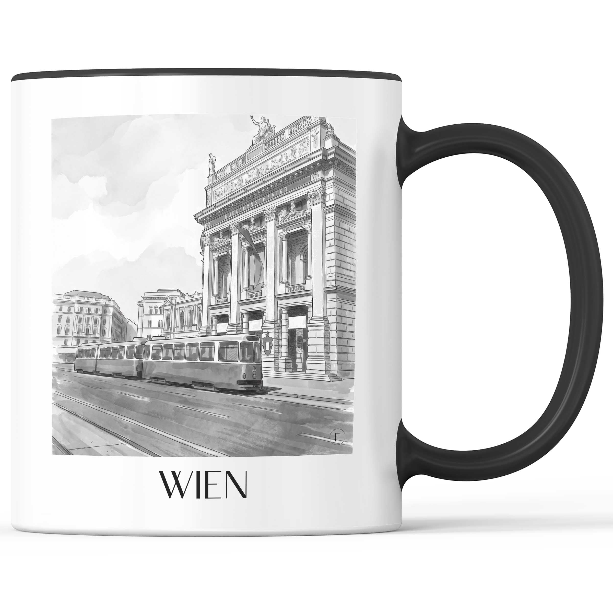 wien-österreich-kaffeebecher-aquarell-schwarz-weiss