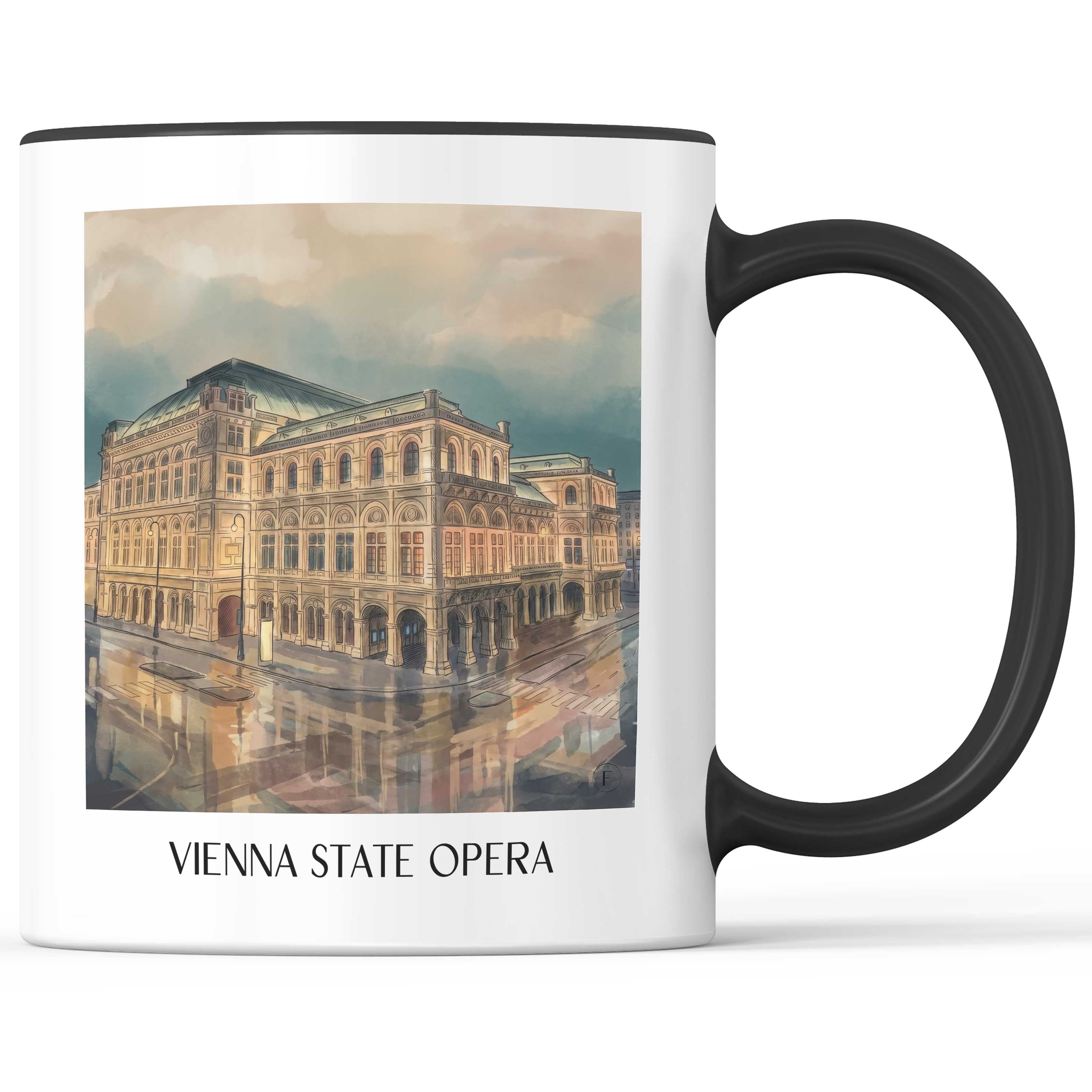 Wiener Staatsoper Kaffeebecher - Österreich - Österreich Becher - Kaffeetasse im Aquarell Stil - favplace