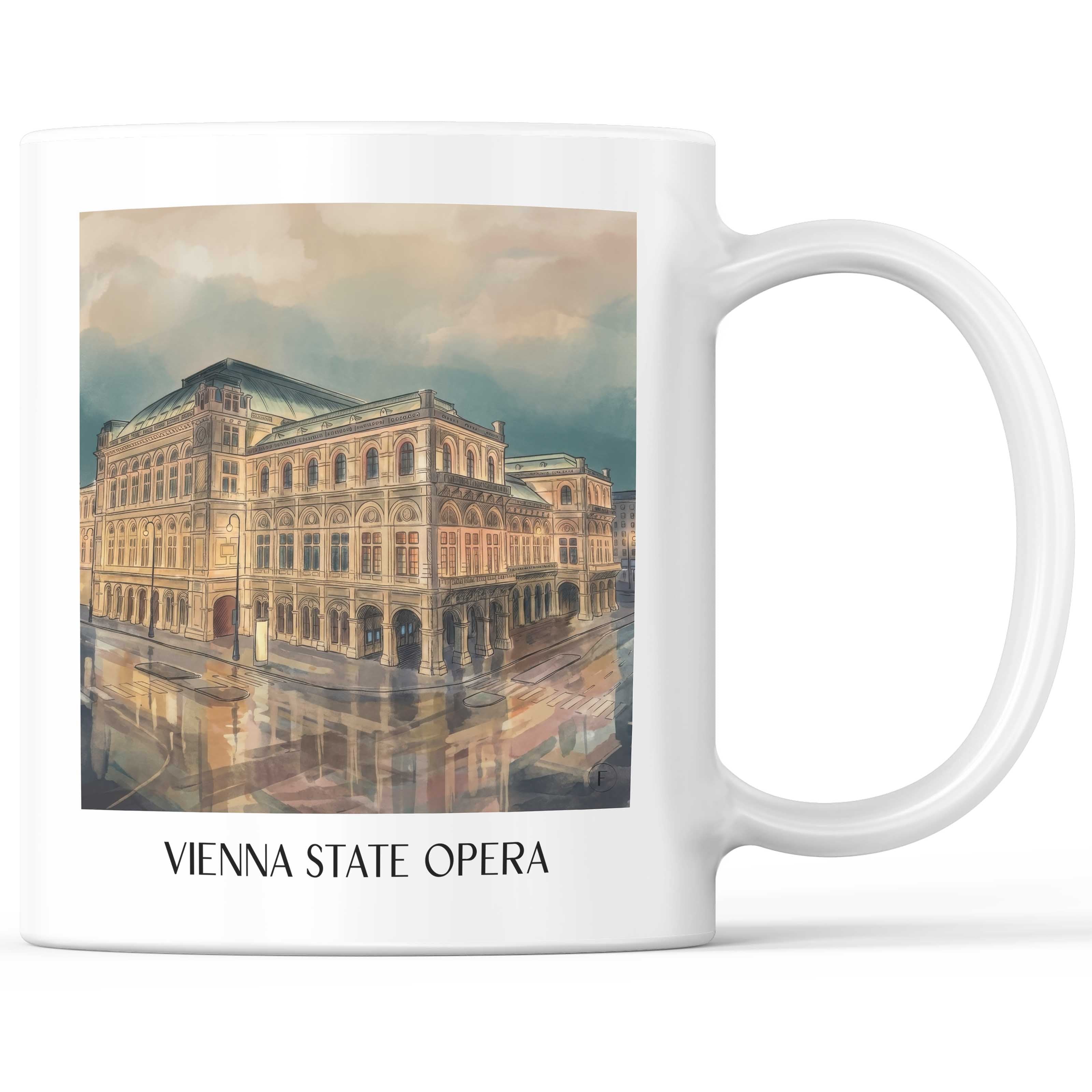 Wiener Staatsoper Kaffeebecher - Österreich - Österreich Becher - Kaffeetasse im Aquarell Stil - favplace