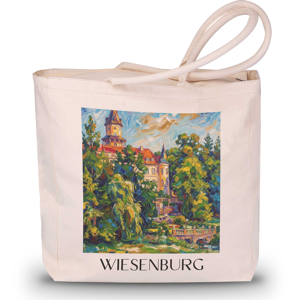 Wiesenburg Shopping Tasche - Brandenburg - Deutschland Tote Bag - Einkaufstasche im Ölgemälde Stil - favplace