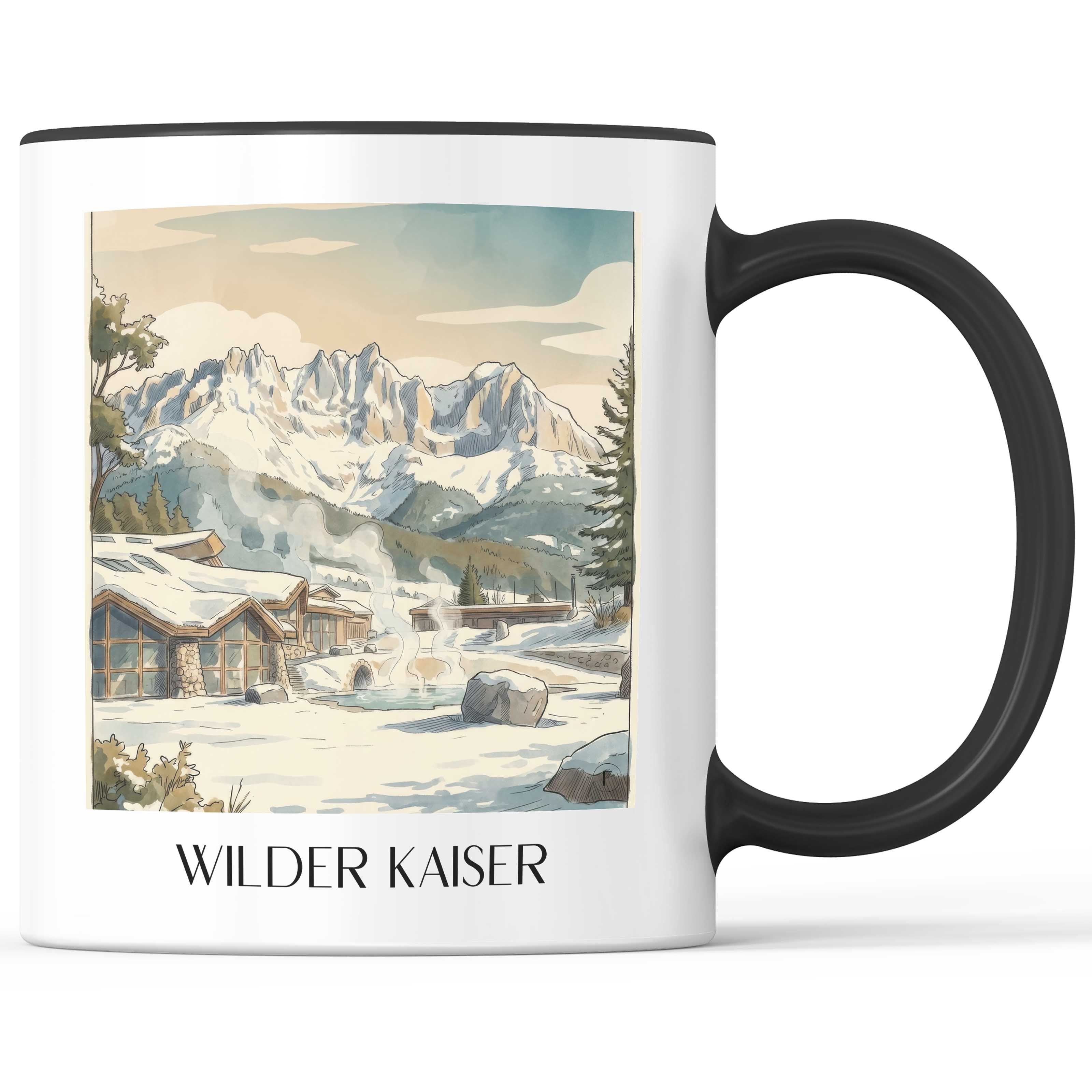 Wilder Kaiser Kaffeebecher - Tirol - Österreich Becher - Kaffeetasse im Aquarell Stil - favplace
