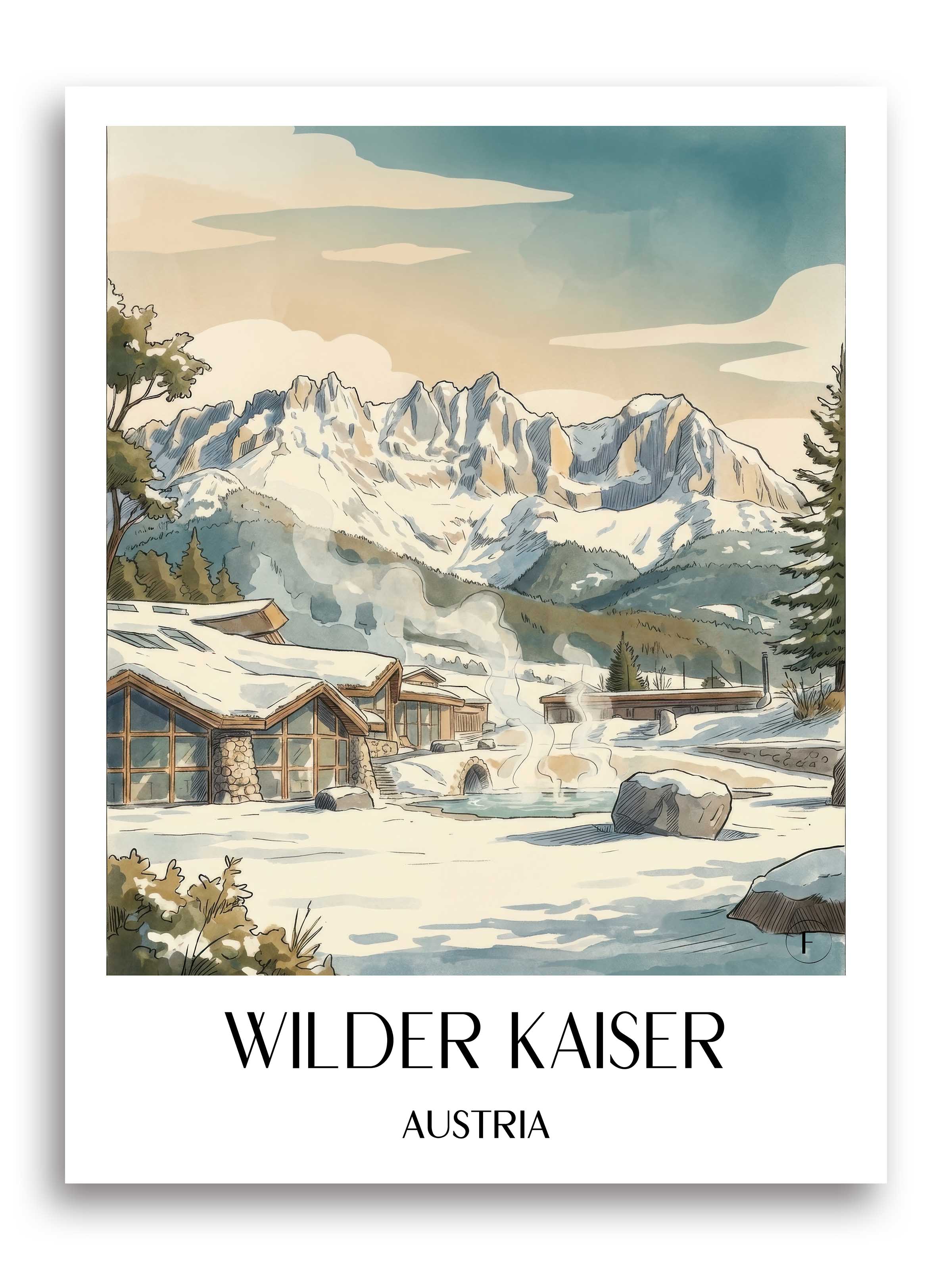 Wilder Kaiser Poster - Tirol - Österreich Kunstdruck - Aquarell von A4 bis A1 - favplace