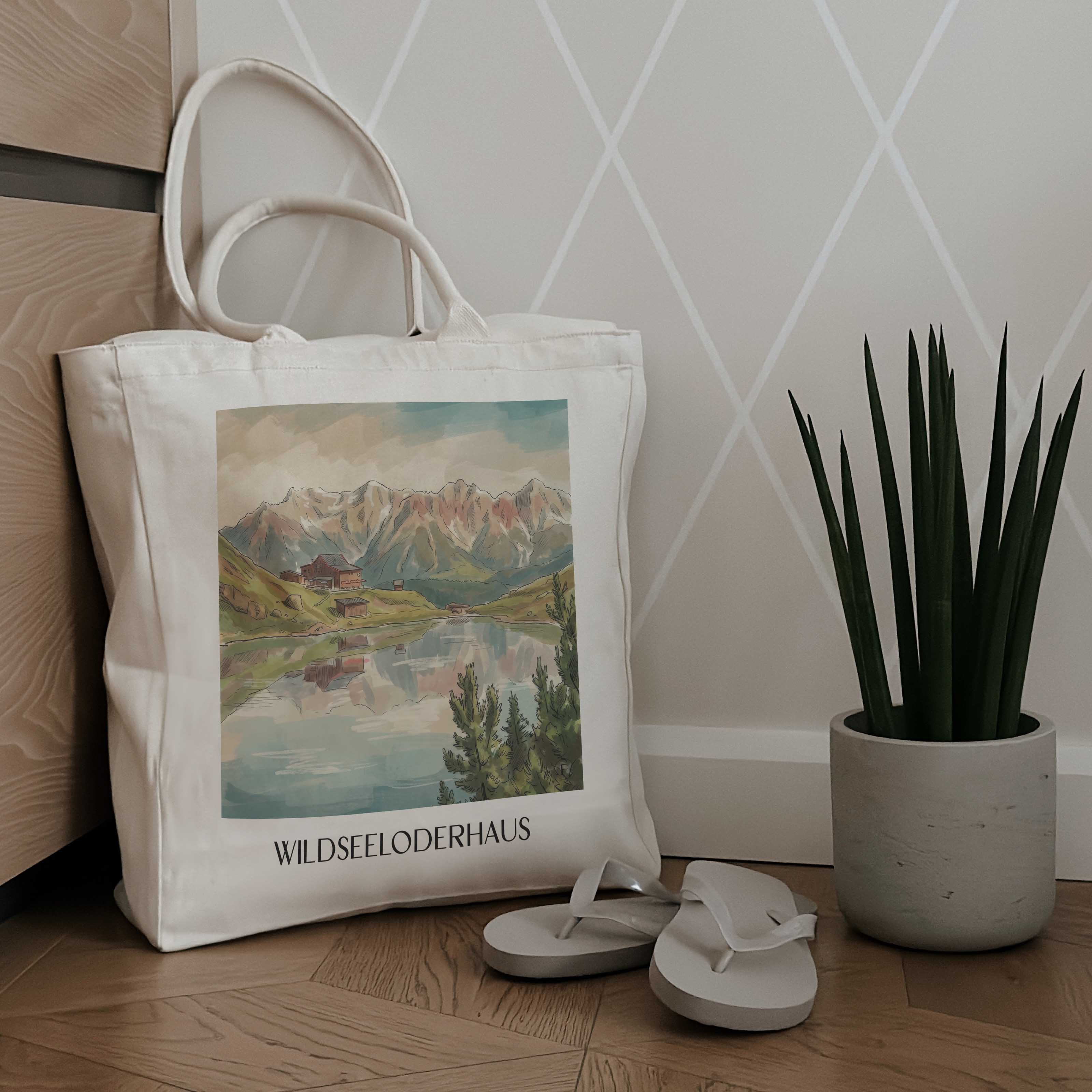 wildseeloderhaus-kitzbüheler-alpen-österreich-einkaufstasche-aquarell