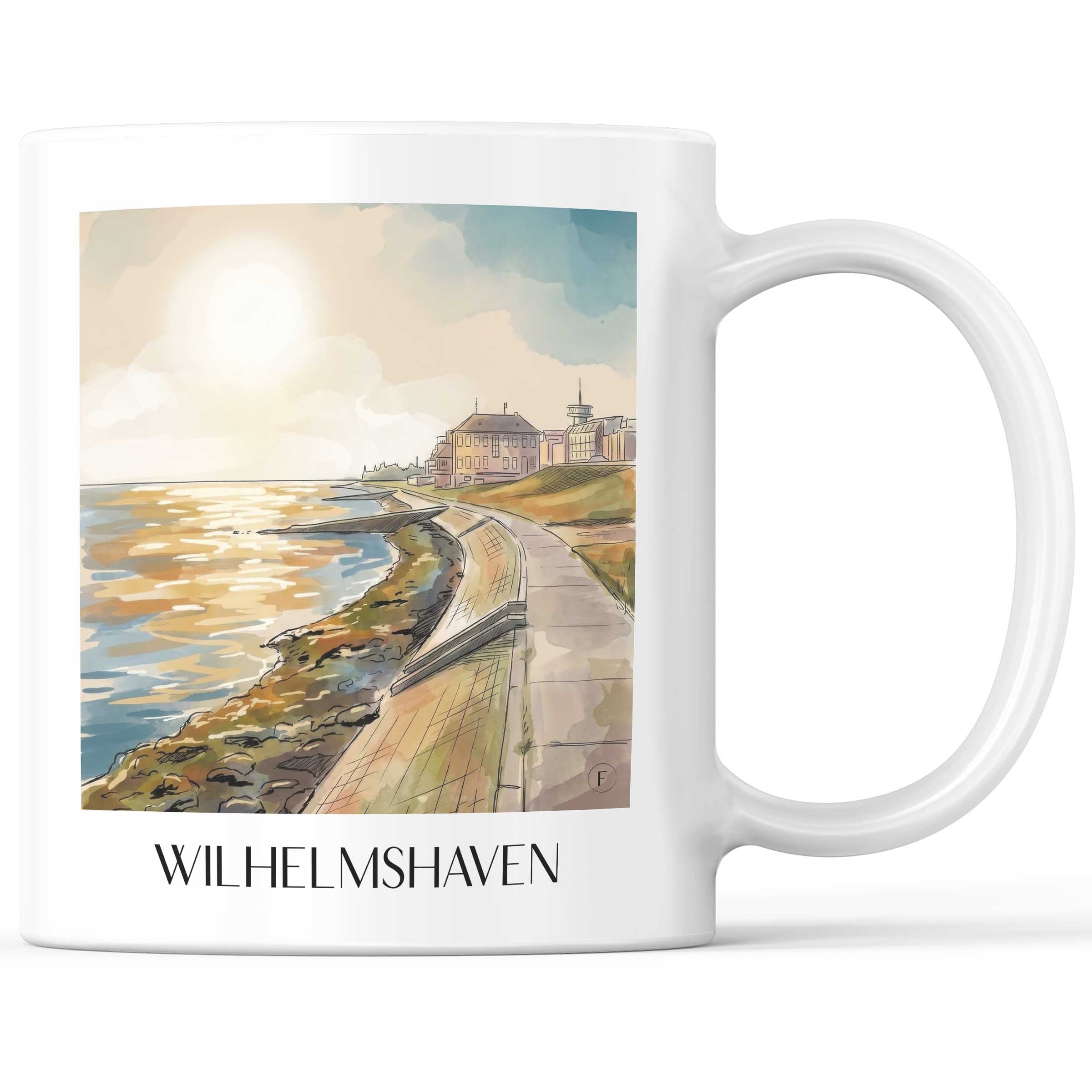 Wilhelmshaven Kaffeebecher - Oldenburger Friesland - Deutschland Becher - Kaffeetasse im Aquarell Stil - favplace